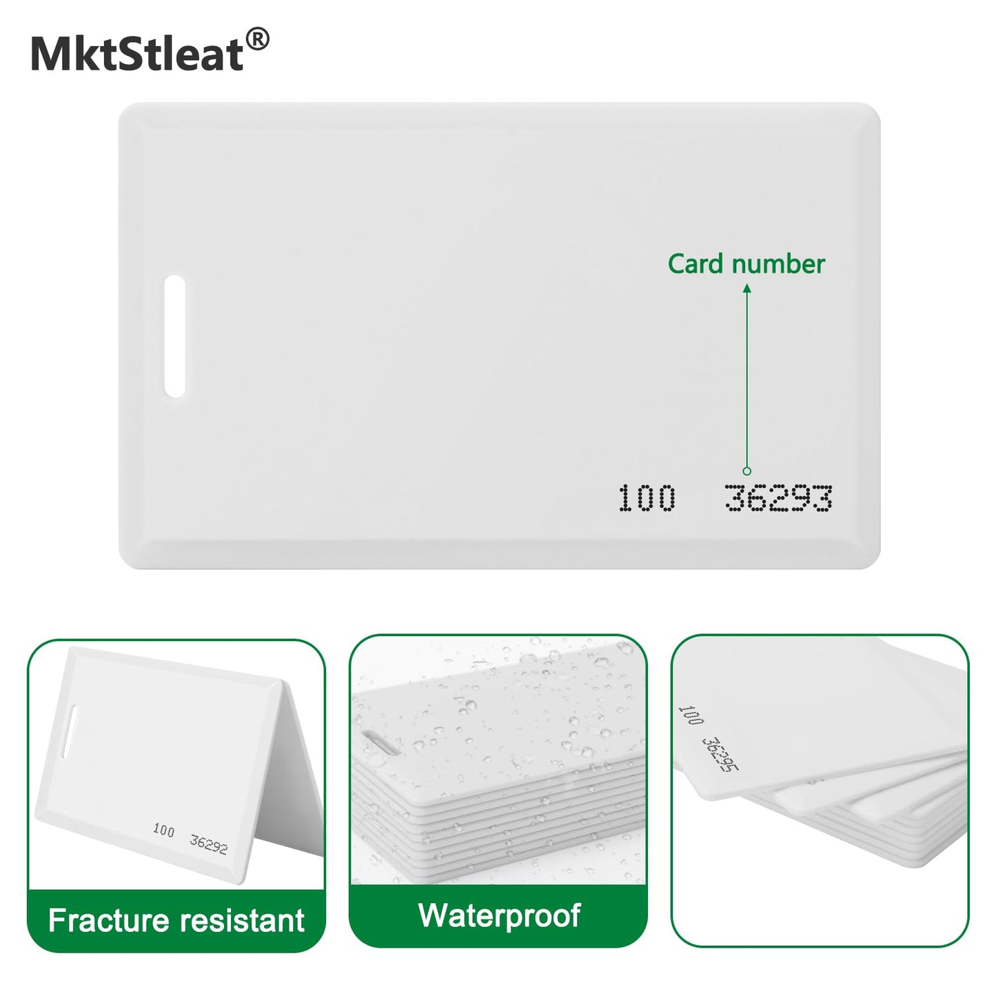 MktStleat 100 Pack Proximity Cards 26 Bit Proximity Clamshell Weigand Prox Swipe Cards Compatable with ISOProx 1386 1326 H10301 Format Readers and Systems. for Commercial Access