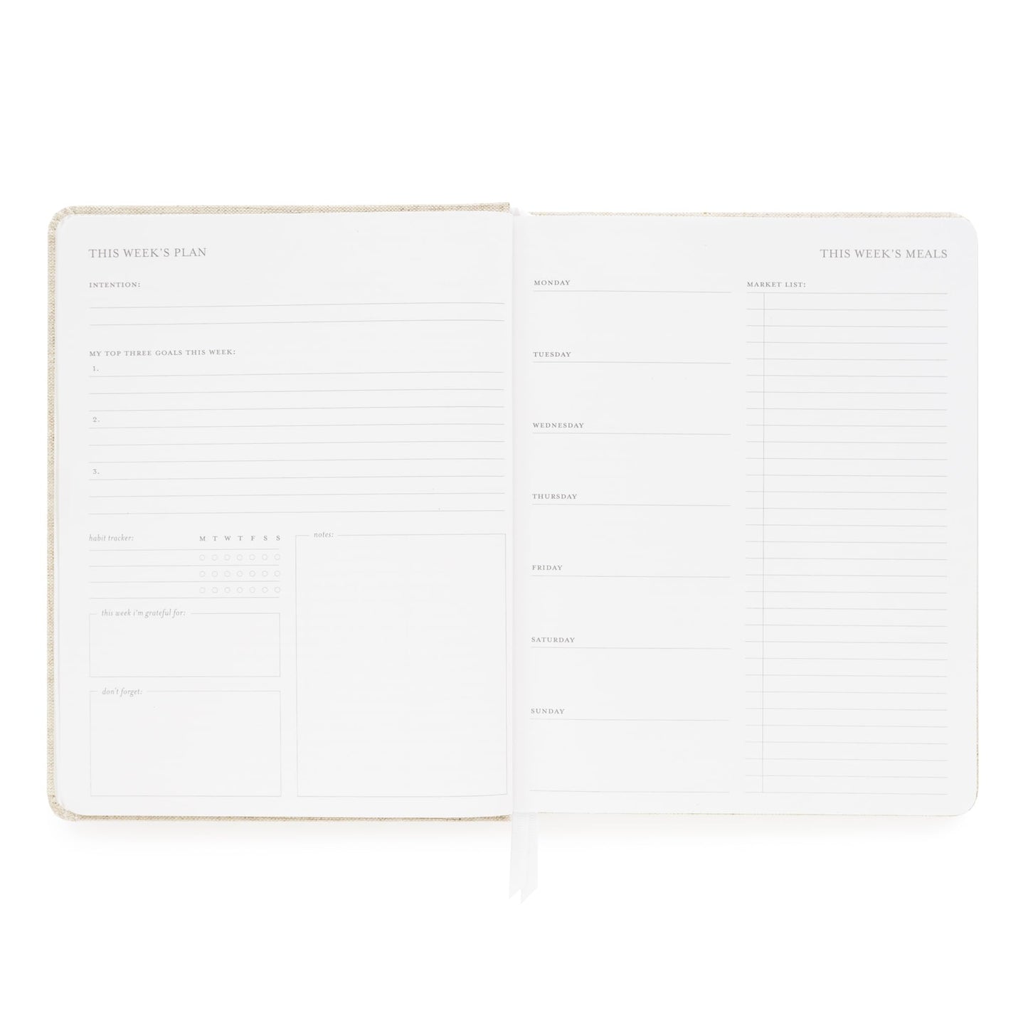 Sugar Paper Undated Weekly Planner, Fabric Cover, 7x9 Inches, Hardcover Weekly Planner (Chambray)