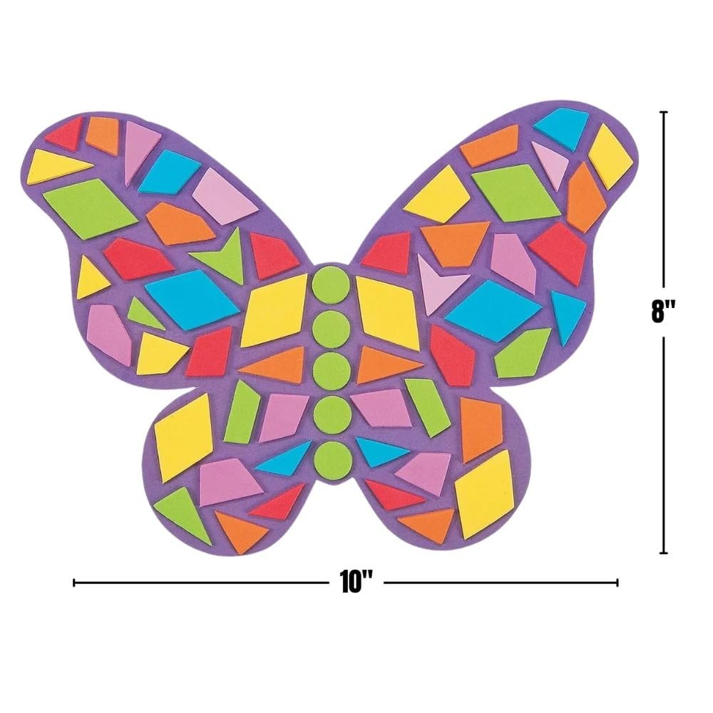 Fun Express Mosaic Foam Butterfly Kit - 24 Pieces - Educational and Learning Activities for Kids