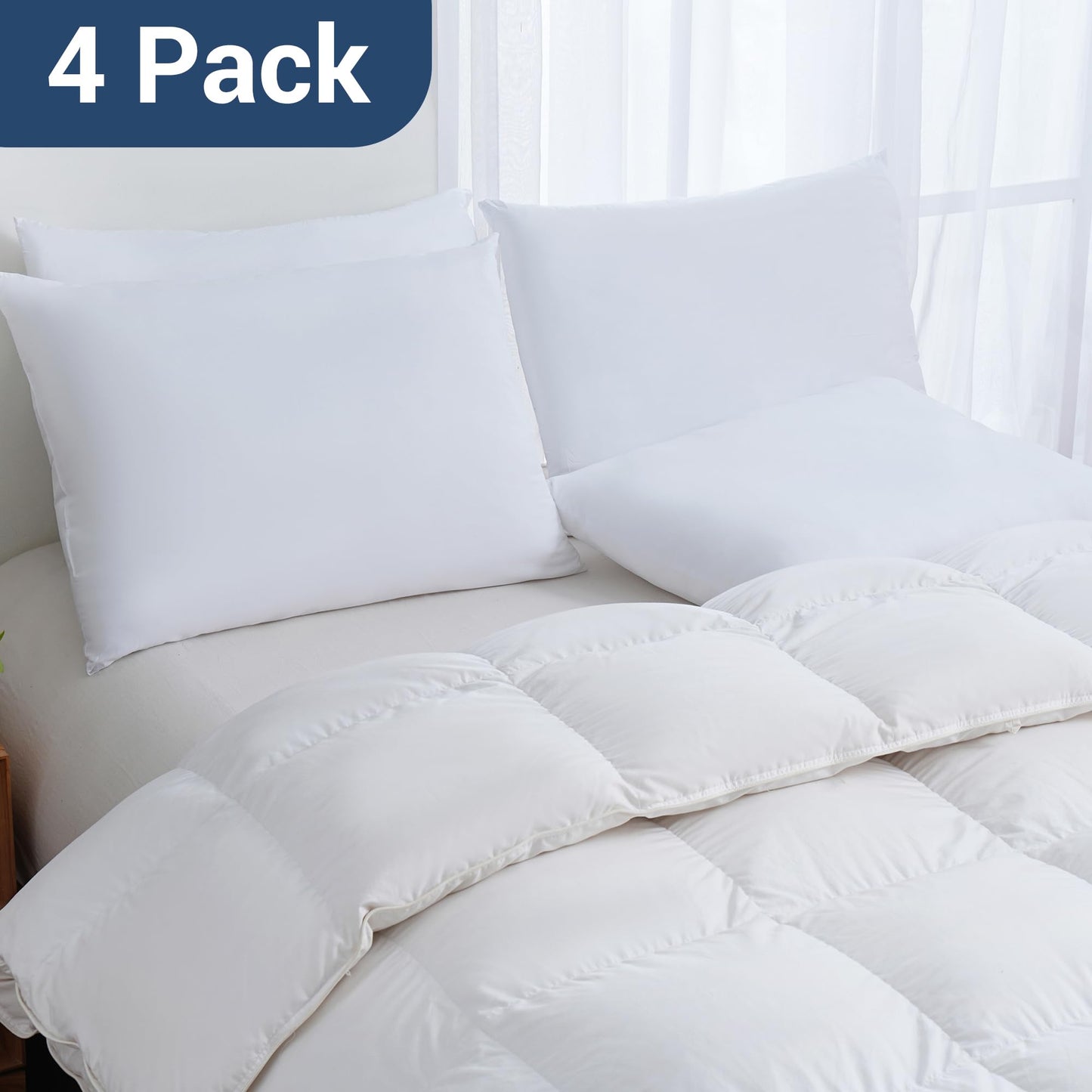 CULVE Bed Pillows Standard Size Set of 4 Pack for Sleeping- Medium Support 20"x26" Soft Pillow, Down Alternative Filling for Side Back Stomach Sleeper