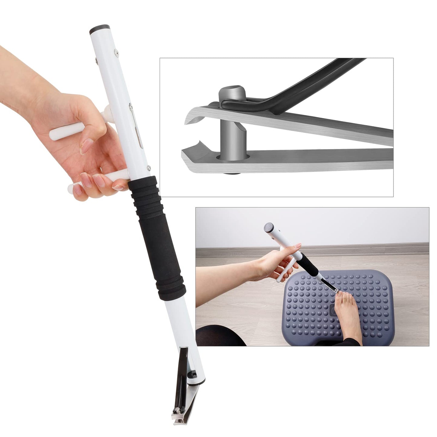 Long Handled Toenail Clippers Wide Jaw Opening, Free Bending, for Thick Nails, for The Seniors, Overweight, Disabled with Arthritis, Easy Reach Pedicure Auxiliary Tools (XS-Length 15.8 inch)