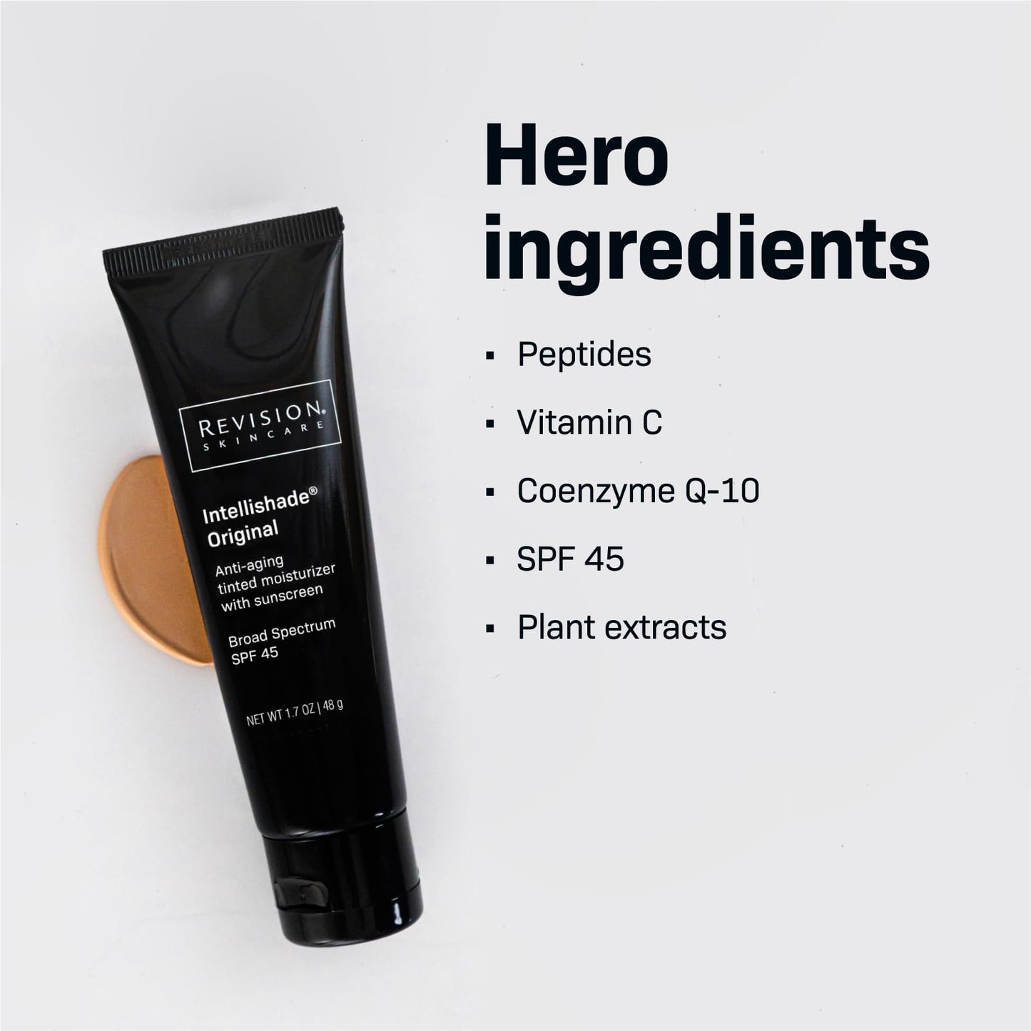 Revision Skincare Intellishade® Original SPF 45, Anti-Aging Tinted Sunscreen for Face, Daily Moisturizer with SPF, Anti-Wrinkle with Peptides & Vitamin C, Hydrating Broad-Spectrum Sunscreen, 1.7 oz