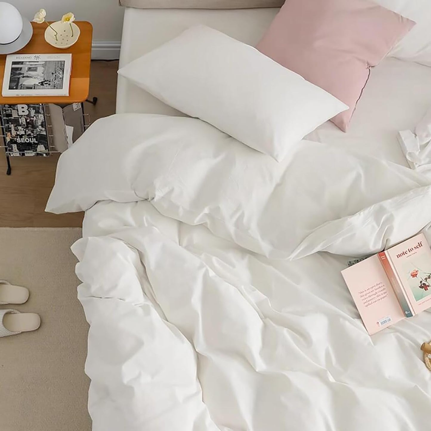White Comforter Sets Queen Pure White Bedding Comforter Queen Size Quilts Blanket Ultra Soft Breathabe Solid Bedding Set for Women Men Adults Teens