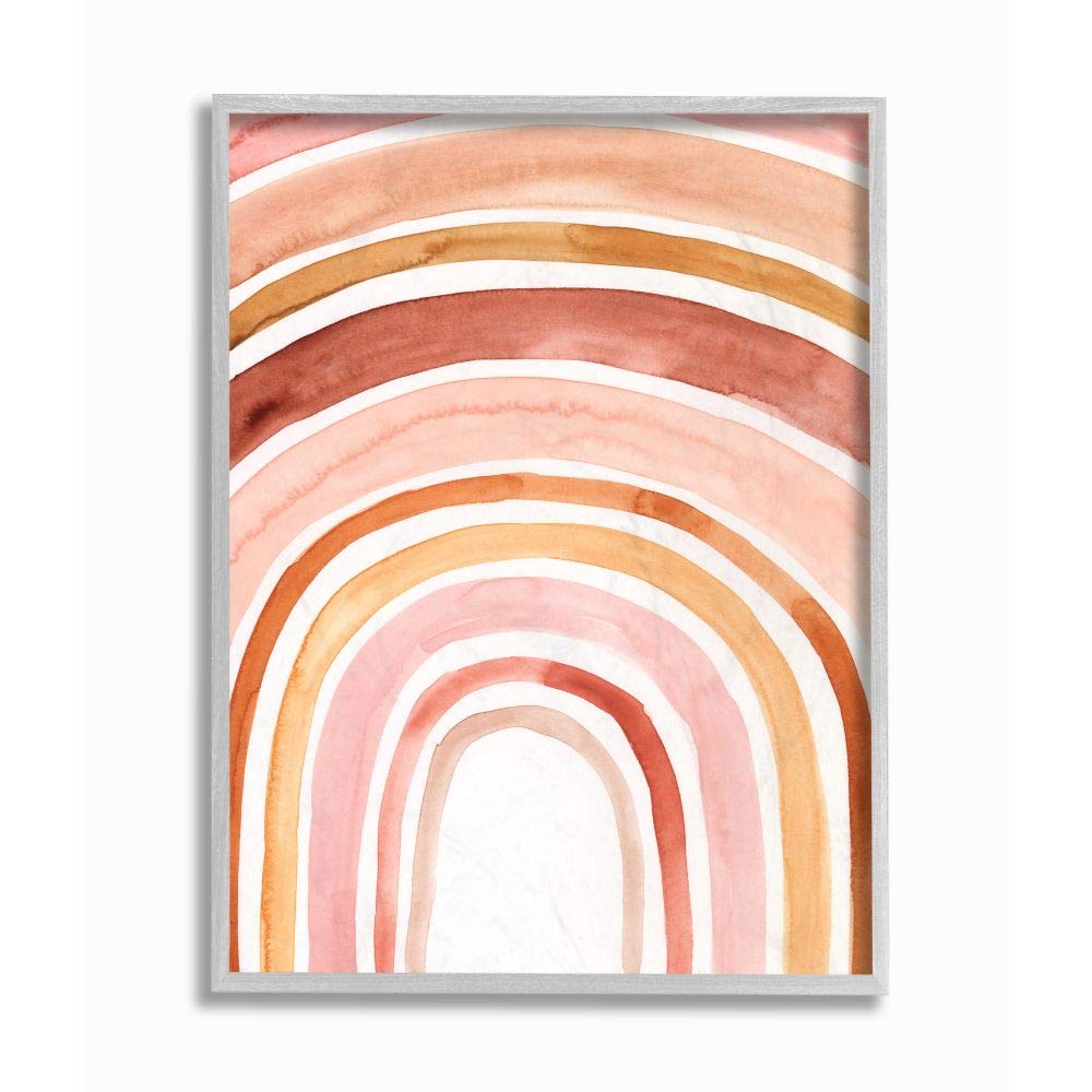 Stupell Industries Warm Red Shades of Abstract Arches Watercolor Painting, Designed by Victoria Borges Wall Art, 11 x 14, Grey Framed
