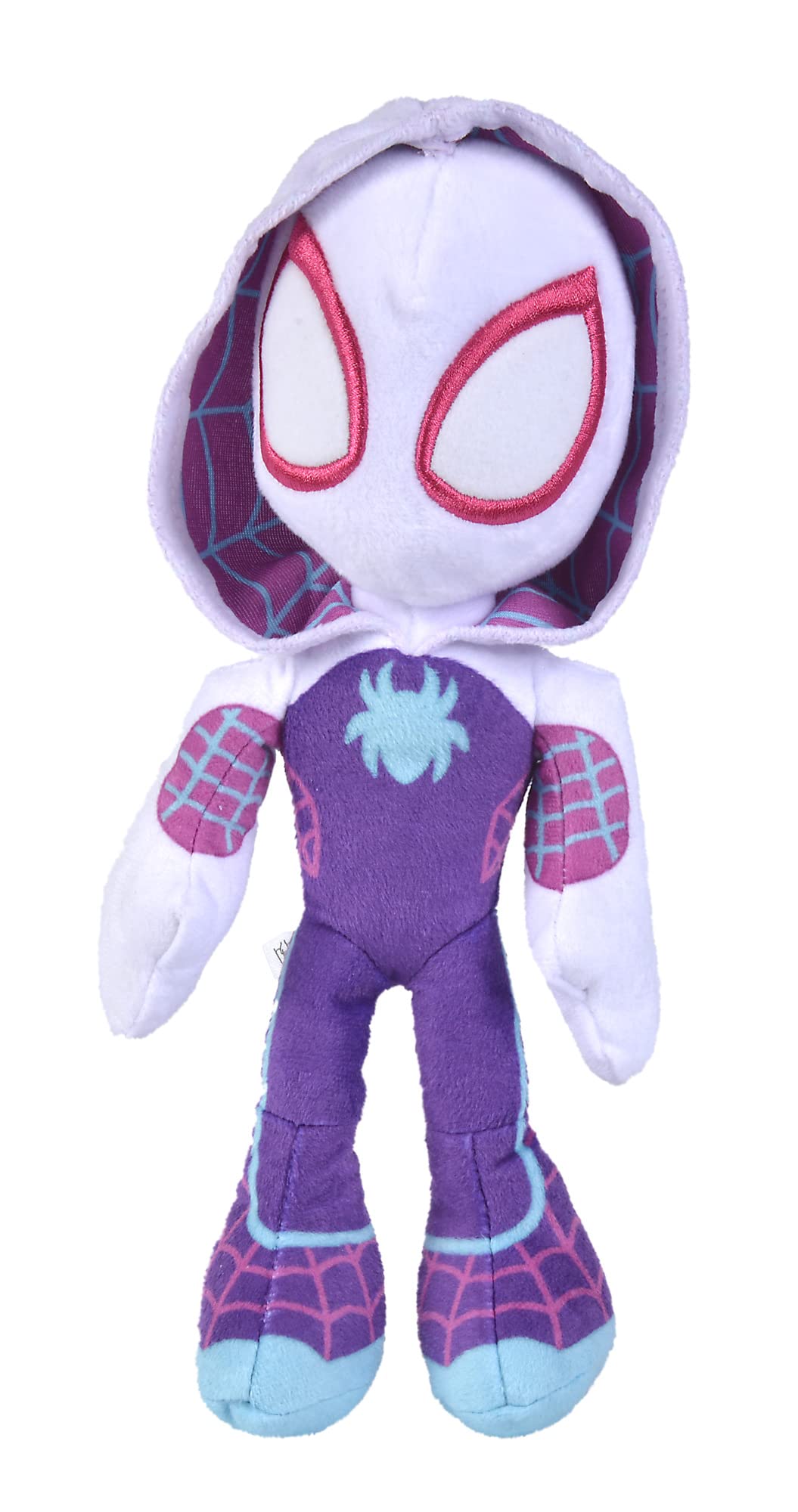 Disney Spiderverse Ghost Spider Action Figure Soft Toy with Glow in The Dark Eyes, Multicolor, One Size, 25 cm
