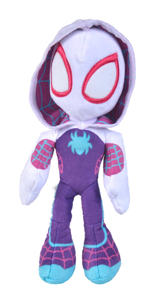 Disney Spiderverse Ghost Spider Action Figure Soft Toy with Glow in The Dark Eyes, Multicolor, One Size, 25 cm