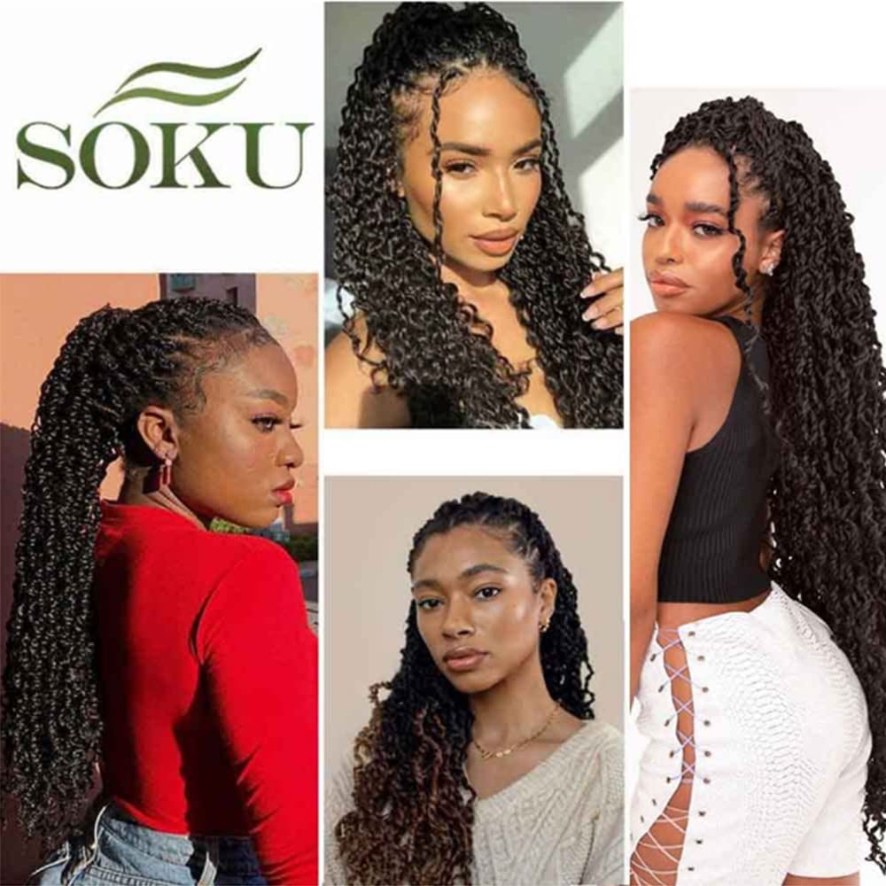 Boho Passion Twist Crochet Hair 20" - 8 Packs Black Pre Twisted Mini Yanky Twist Curly Senegalese Dreadlocks Extensions Pre-looped Soft Locs Braids for Women Synthetic
