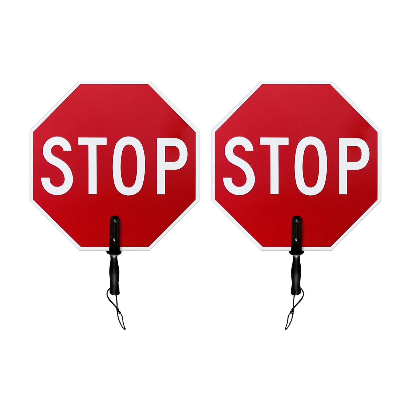 SmartSign Pack of 1, 18 x 18 inch Handheld “STOP - STOP” Paddle Sign with Handle, Double-Sided, 120 mil Aluminum Composite, Engineer Grade Reflective, Red and White