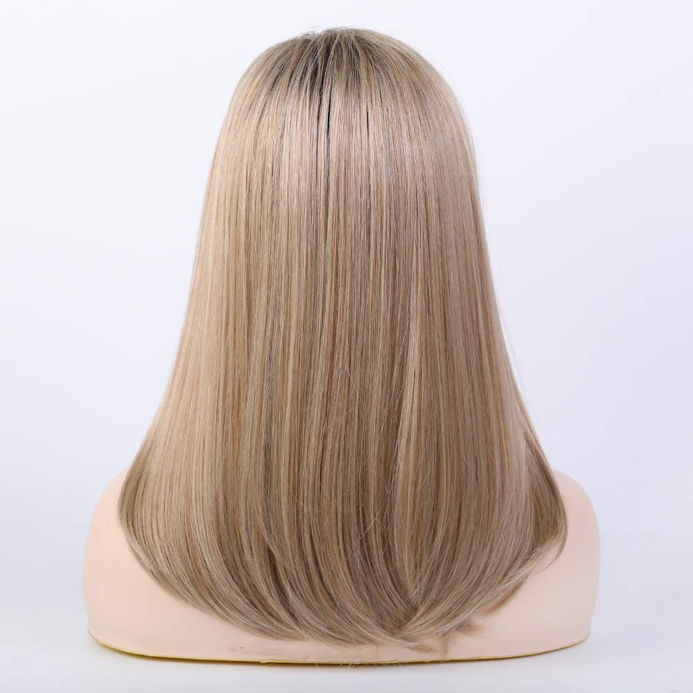 BLONDE UNICORN Blonde Shoulder Length Straight Wig for Women,Synthetic Hair for Natural Daily Use 18IN
