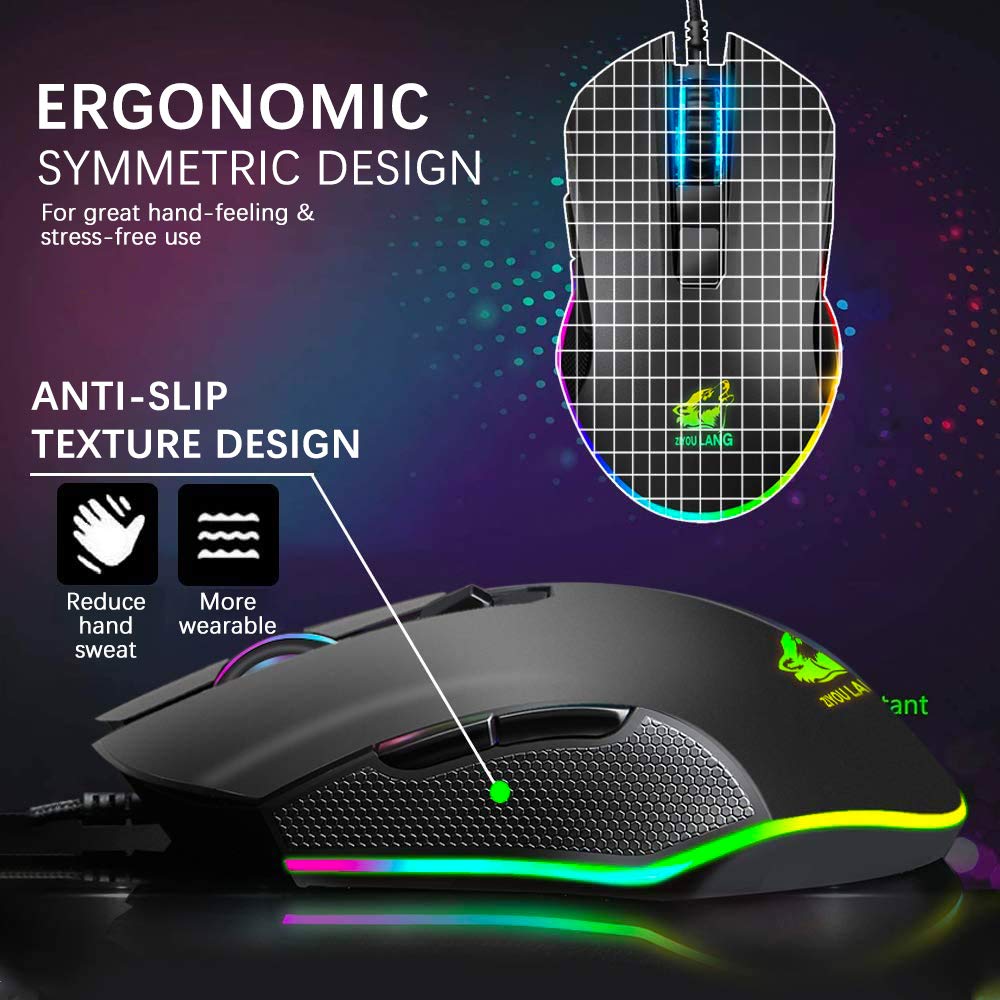 Gaming Keyboard and Mouse Combo, Wired 39 Keys Mechanical Feeling Rainbow LED Backlit Keyboard and RGB Gaming Mouse and LED Backlit Converter Compatible with PS4/Xbox One/Nintendo Switch/PS3 /PC
