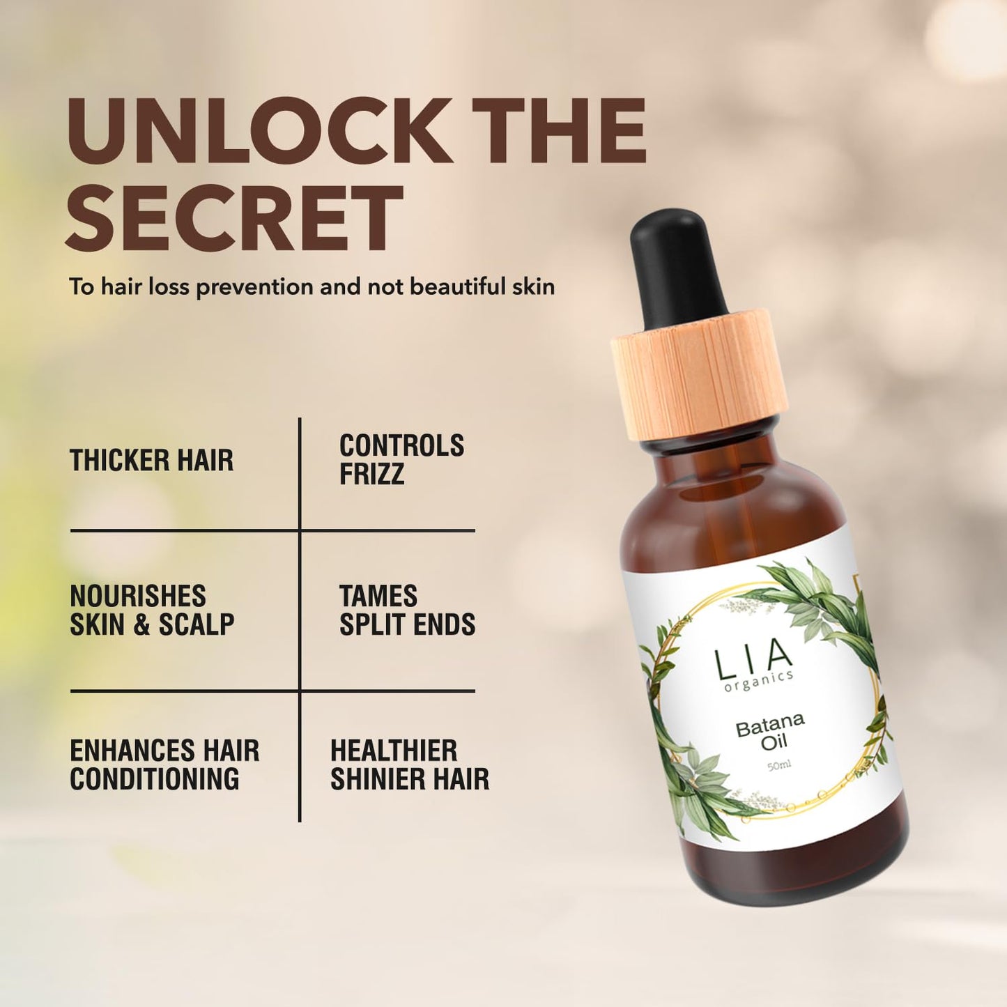 Lia Organics Batana Oil - 100 Percent Pure Batana Oil Organic - Holistic Golden Herbal Batana Oil- Dr. Sebi - Pure Batana Oil from Honduras - For Men, Women, Postpartum, Thinning Hair, Hair Loss