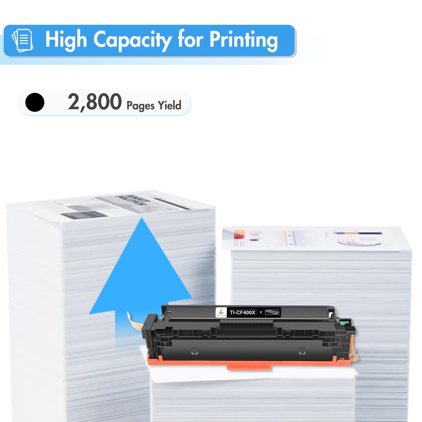 TRUE IMAGE Compatible Toner Cartridge Replacement for HP 201X CF400X 201A CF400A Color Laserjet Pro MFP M277dw M277c6 M252dw M252n M252 M277 M277n 277dw Ink Printer (Black, 2-Pack)