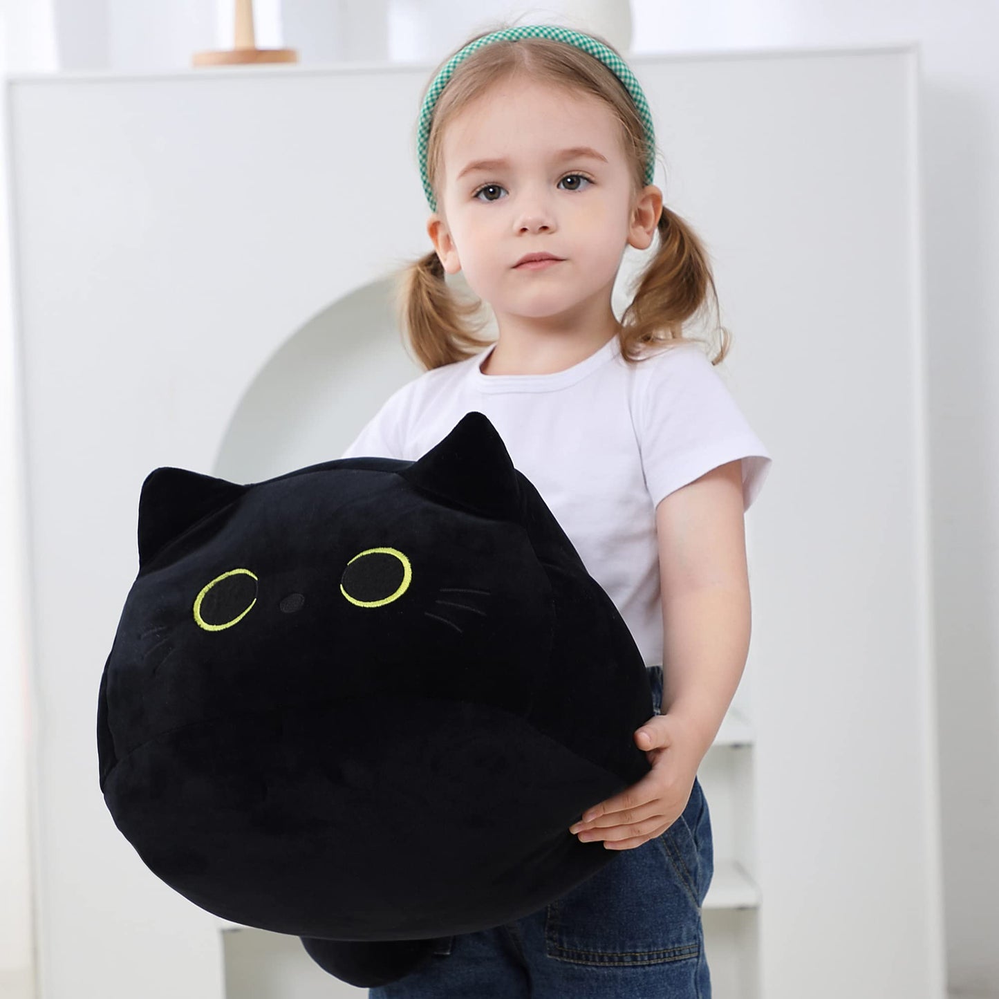 WeBingo Black Cat Plush Toy 16'', Giant Cat Stuffed Animal Plushies Pillow for Girl Boy Kid Adult, Large Big Soft Gift for Birthday Christmas Valentine's Day Home Decor