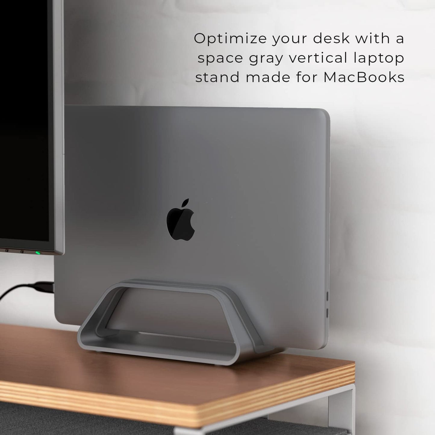 HumanCentric Vertical Laptop Stand for MacBook, Compatible with MacBook Pro Stand, MacBook Air Stand, Laptop Holder for Apple Laptop Desk Stand, Laptop Vertical Stand, MacBook Stand in Space Gray