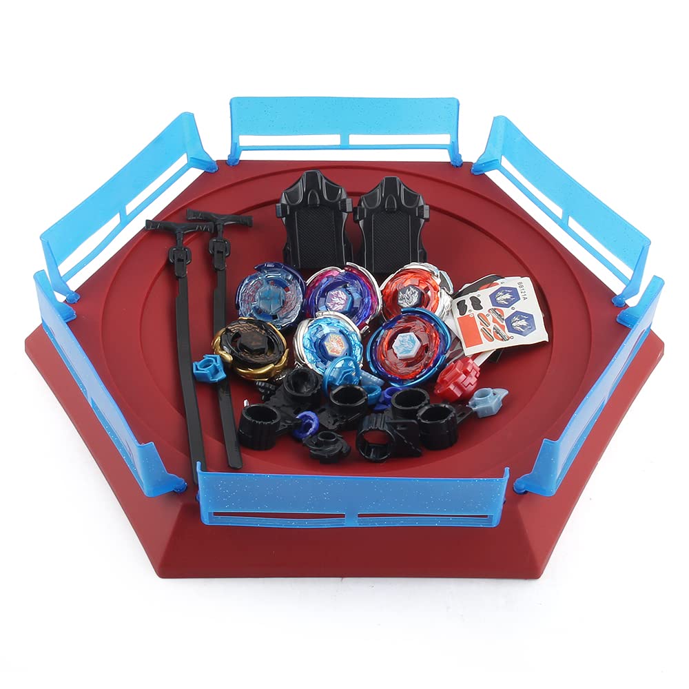 Battling Top Stadium Battle Set, 6 Metal Fusion Spinning Tops 2 Launchers 1 Arena Combat Game, Toy Gift for Kids Boys Ages 6+…
