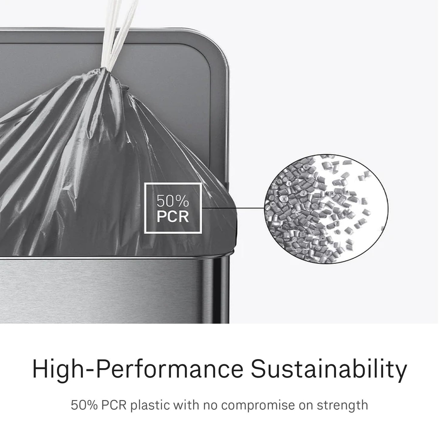 simplehuman Code J 100 Count Odorsorb® Custom Fit Liners, Drawstring Odor Absorbing Trash Bags, One-by-One Mess-Free Dispense, Extra Thick & Double Seamed, 50% PCR Plastic, 38-45 Liter / 10-12 Gallon