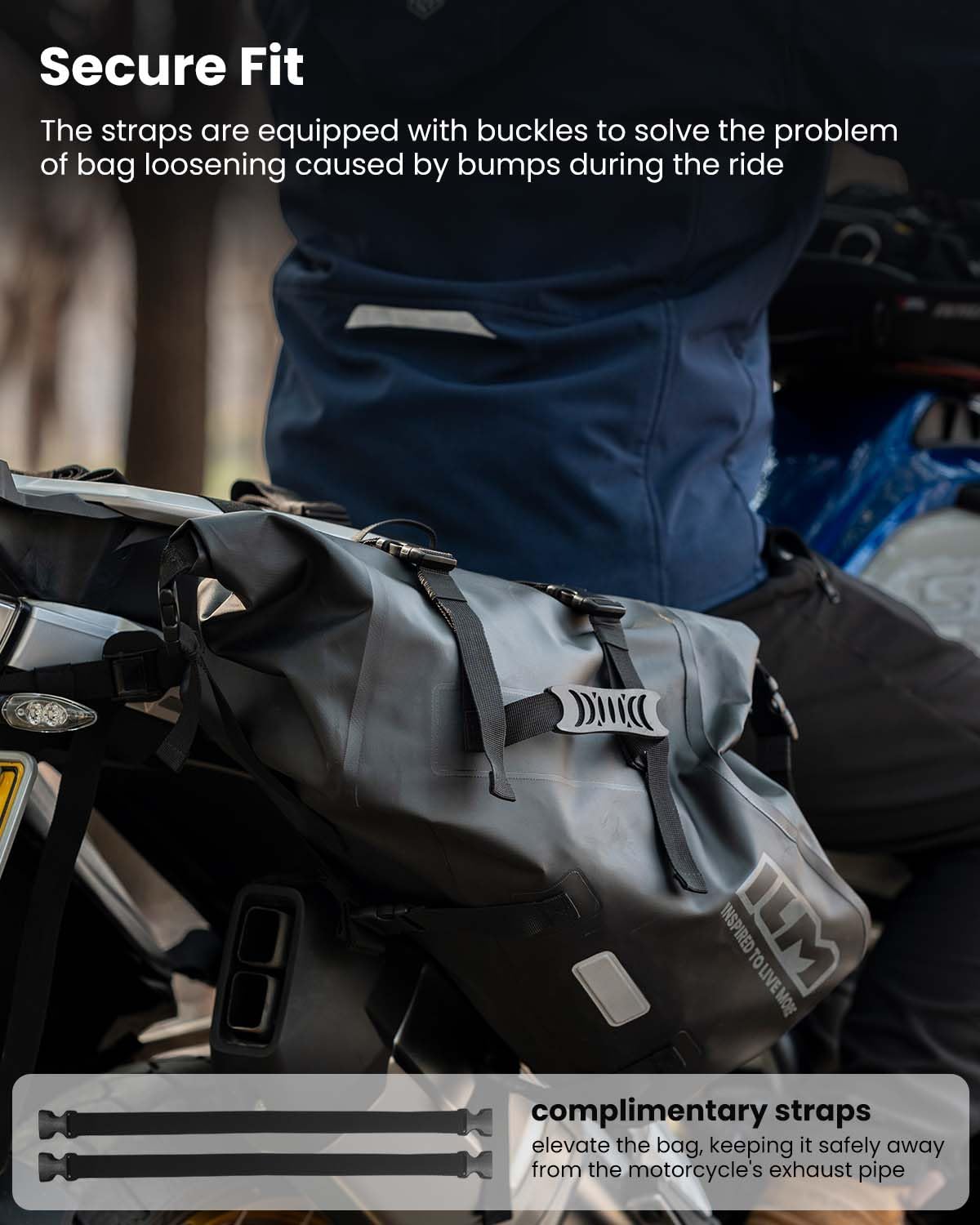 ILM Motorcycle Saddlebags Waterproof Motorbike Side Bags Panniers Large Capacity 48L(24L*2) Adventure Dual Sport BS3
