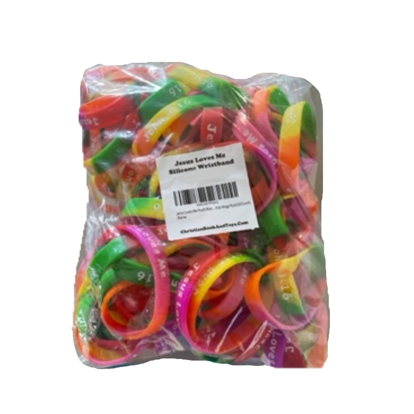 100 Bulk Count Jesus Loves Me John 3:16 Silicone Wristband Bracelets - Church Gifts - Missionary Christian - Religious Handouts