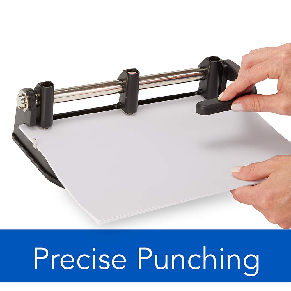 Swingline 3 Hole Punch Heavy Duty, 32 Sheet Capacity Three Hole Puncher 3 Ring, Adjustable 2-7 Hole Paper Punch, Black & Silver (74350)
