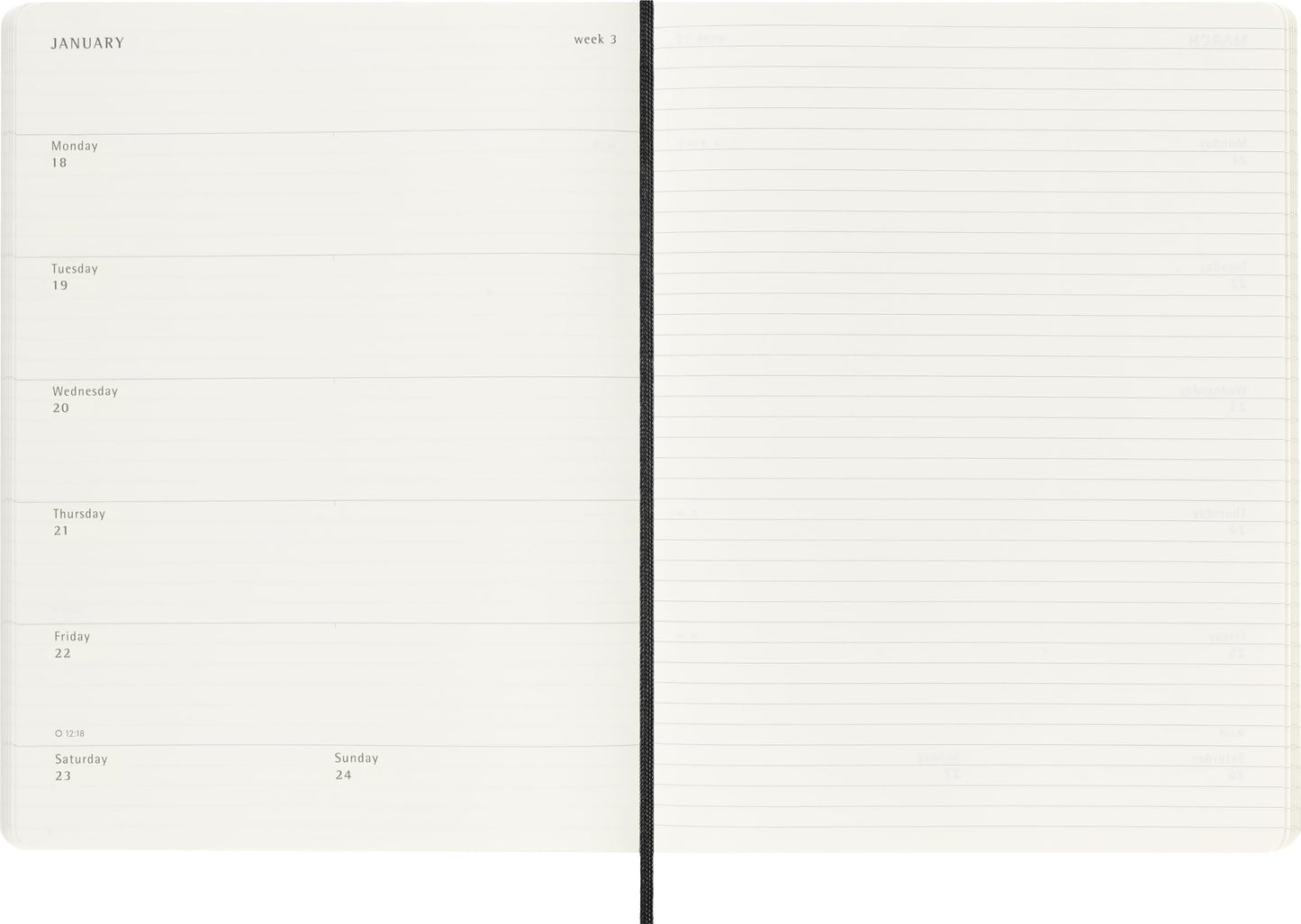 Moleskine Classic 18 Month 2026-2027 Weekly Planner, Soft Cover, XL (7.5" x 10"), Black, 208 pages