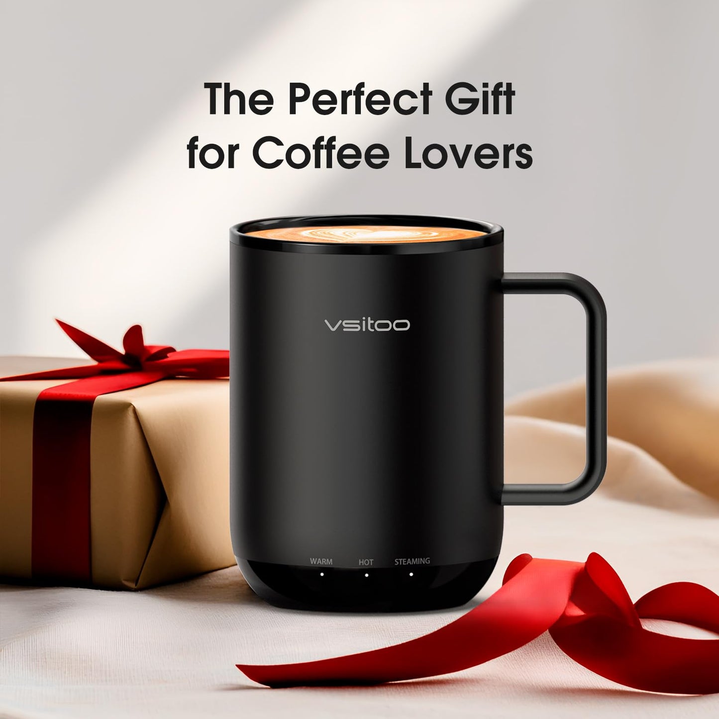 Vsitoo S3 Plus 14 oz Heated Coffee Mug – Smart Mug with App & Button Control, Electric Coffee Mug with 2–4H Battery, Ideal for Hot Drinks at Home, Office, or Gift Use, Black