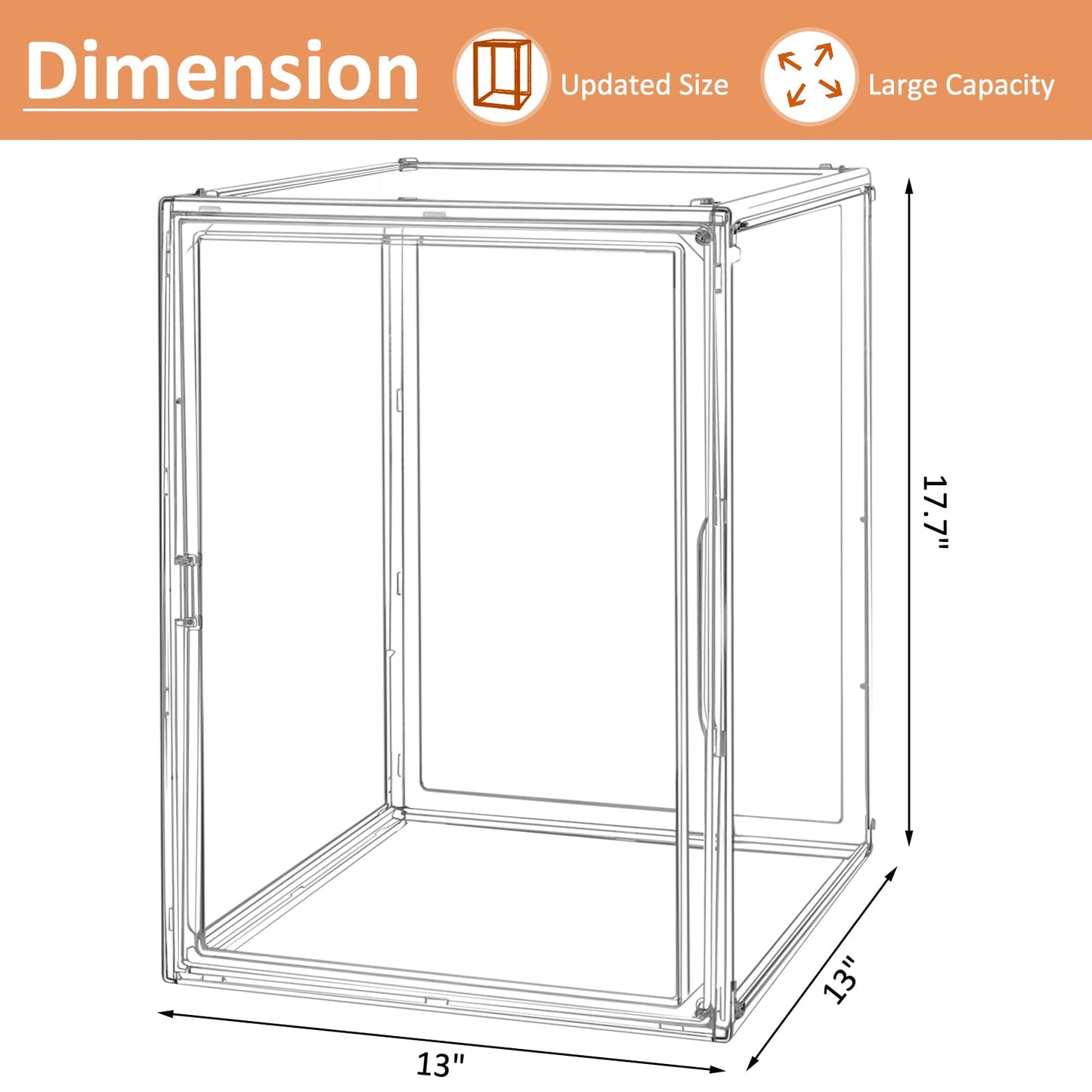 Cutora Extra Large 17.7"X13"X13" Clear Acrylic Organizer Box Display Case, Plastic Holder with Magnetic Door for Figures, Books, Handbags, Purses, Boots(1 Pack)