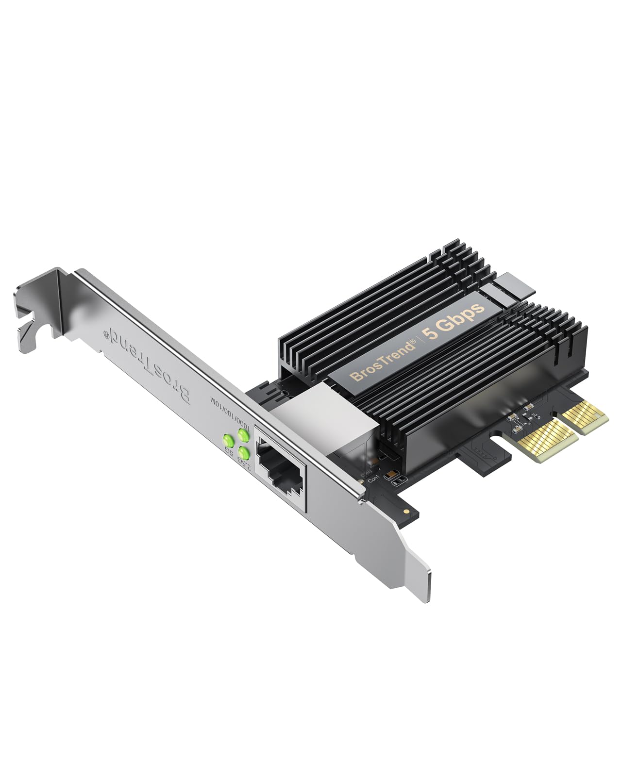 BrosTrend 5Gb PCIe Network Card, PCIe Ethernet Card with Extra Low-Profile, PCI Express Network Adapter for PC Windows 11/10 & Windows Server 2022 ONLY, PCIe to 5 Gigabit NIC Card Lifetime Protection