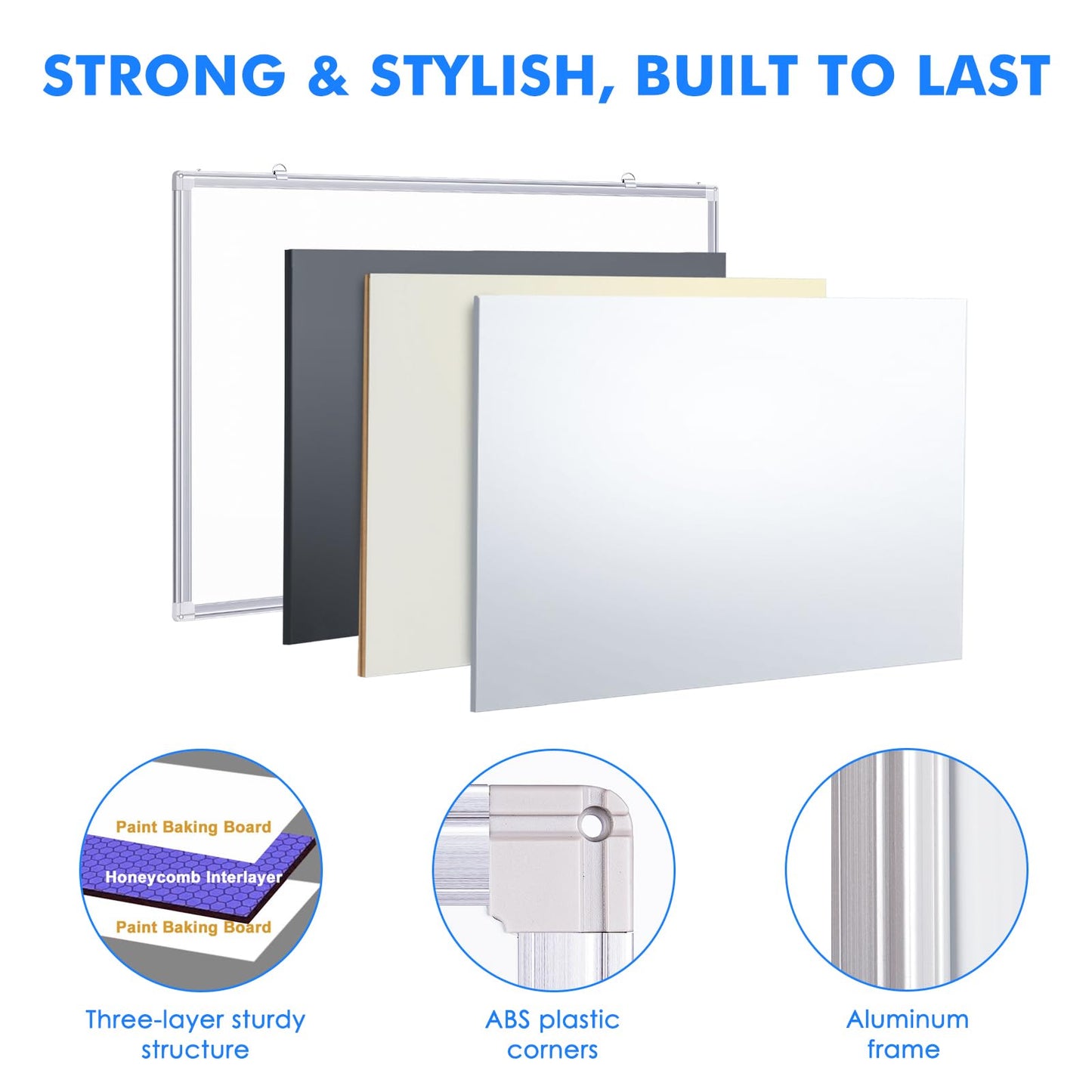 Magnetic Dry Erase Board for Doors, 30x20 Inch Whiteboard with Adjustable Long Arm Hook Mount - Easy to Install, Portable Hanging White Board for Home, Dorm Room, Office Cubicle & Small Spaces