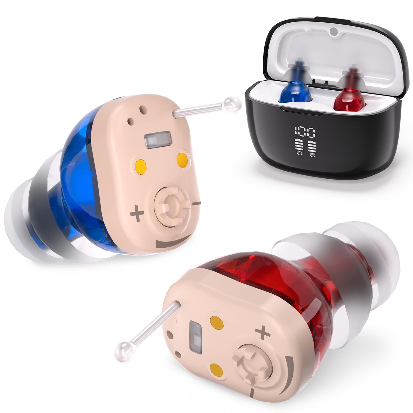 Hearing Aids for Seniors, WEIYII Hearing Amplifiers for Seniors with Noise Cancelling,Rechargeable Hearing Aid Volume Adjustment,Clear Sound and Easy to Use,Mobile Charging Box.