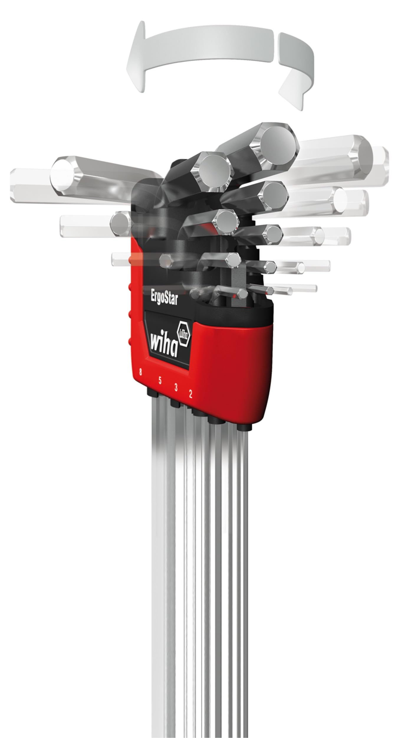 WIHA 66982 ErgoStar Ball End Hex L-Key, Inch and Metric, 22-Piece
