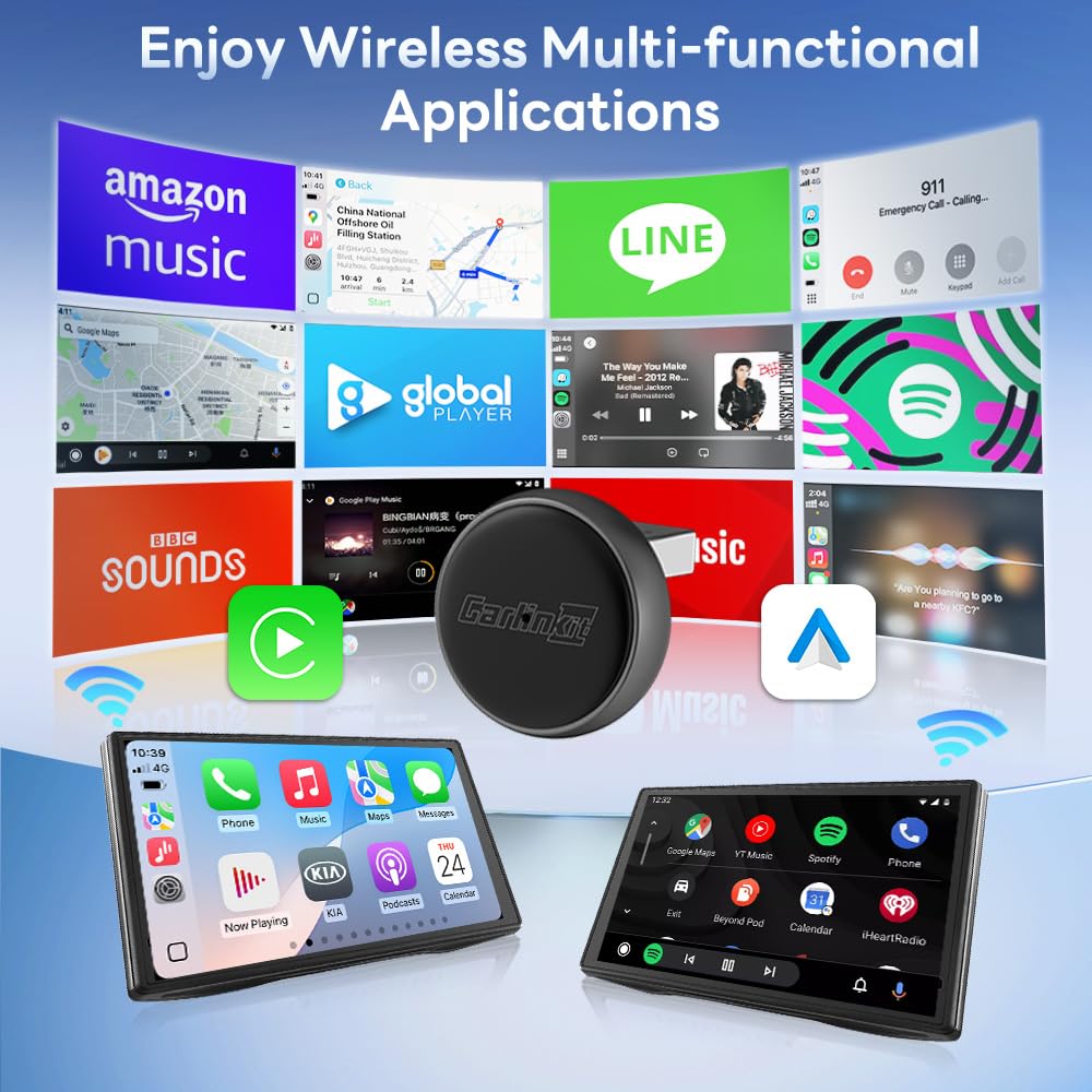 Carlinkit Wireless CarPlay Adapter & Android Auto Mini Ultra3, 2-in-1 Mini USB Desgin with OEM Car Models, Plug and Play/Low Latency Portable/Auto Connect, Compatible with iOS 10+ & Android 11+