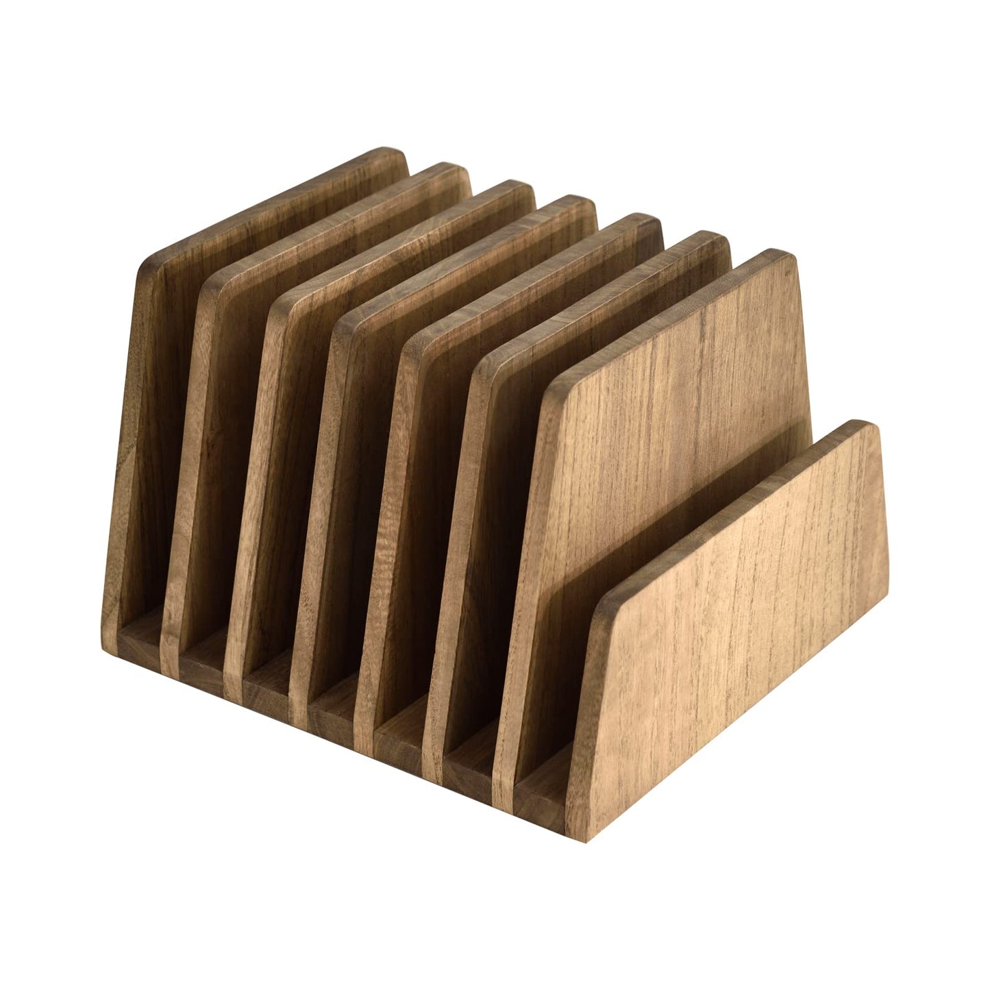 KIRIGEN Wooden Desk Mail Organizer, 7-Slot File Holder and Letter Sorter Wood Document Hlder for Mail, Folders, Bills, Papers, Home Office, Classroom, Countertop, No Assembly Brown 7KWJJ-DBR