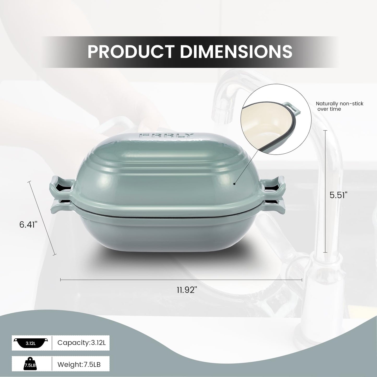 FRRLY Enameled Cast Iron Dutch Oven for Sourdough Bread Baking,9 x 5-4/5 Inch Oval Cast Iron Bread Pan with Lid,Dutch Oven for Homemade Sourdough Baking,2.8QT Meatloaf Pan,Oven Safe