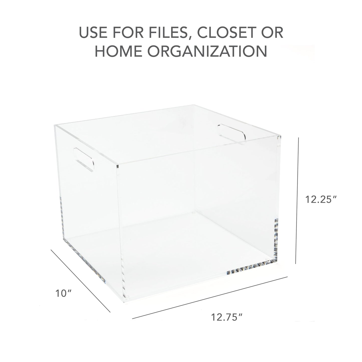 RUSSELL+HAZEL Acrylic File Box, Acrylic File Folder Organizer, Letter Size Hanging File Organizer Box, 12.25" x 12.75" x 10," Acrylic Storage Container for Bathroom, Pantry or Home (55712)