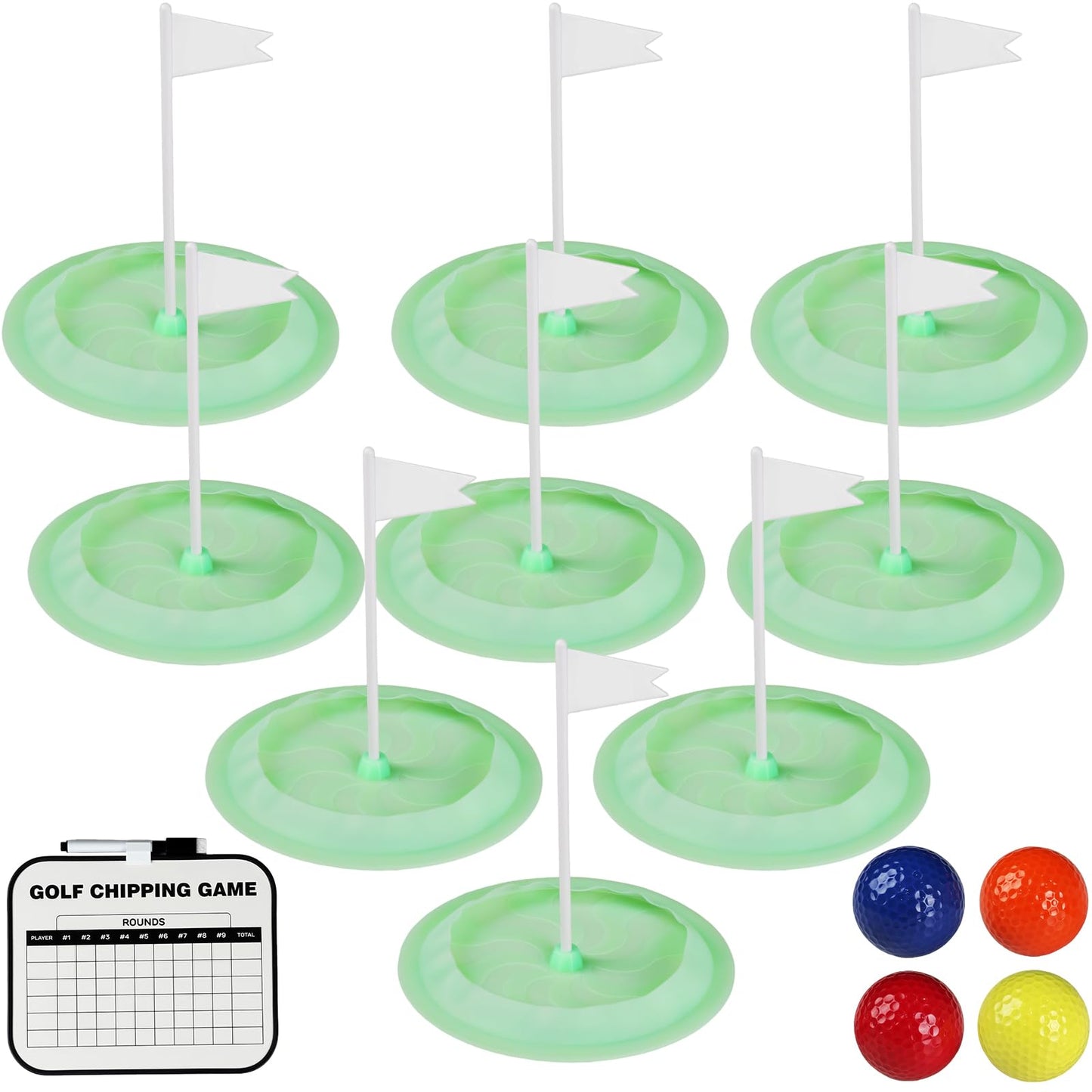 IOOBLBEI Mini Golf Game Putting Chipping Game Set - Build Your Own Course at Home Indoor Outdoor, Includes 9 Holes, 4 Balls, Dry-Erase Scoreboard with Pens, Family Party Garden Golfs for Adults Golfer