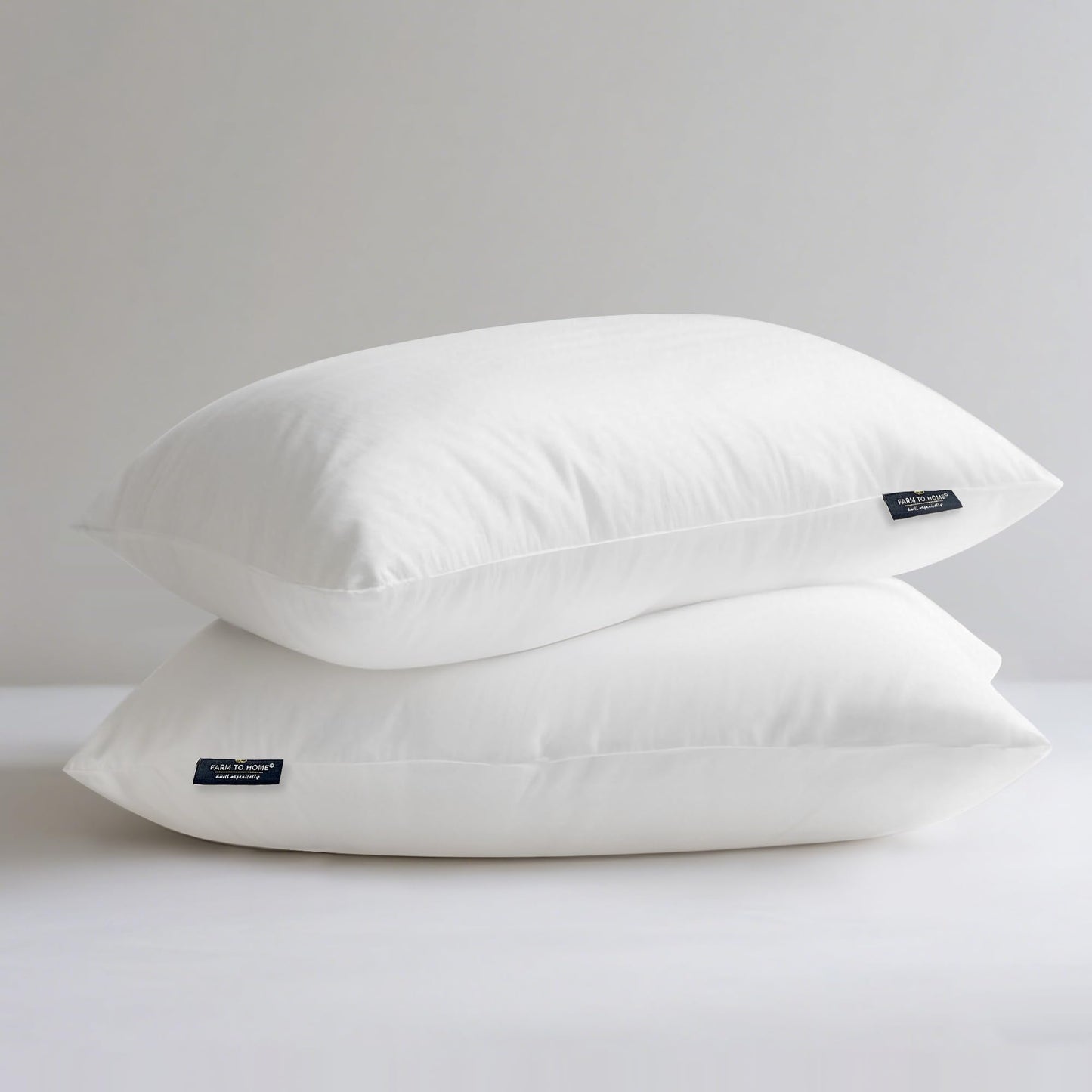 Farm To Home Organic Pillows King Size Set of 2, 100% Organic Cotton Cover, Down Alternative Hotel Quality Soft Bed Pillow for Back & Side Sleepers, Machine Washable, 20"x36", White