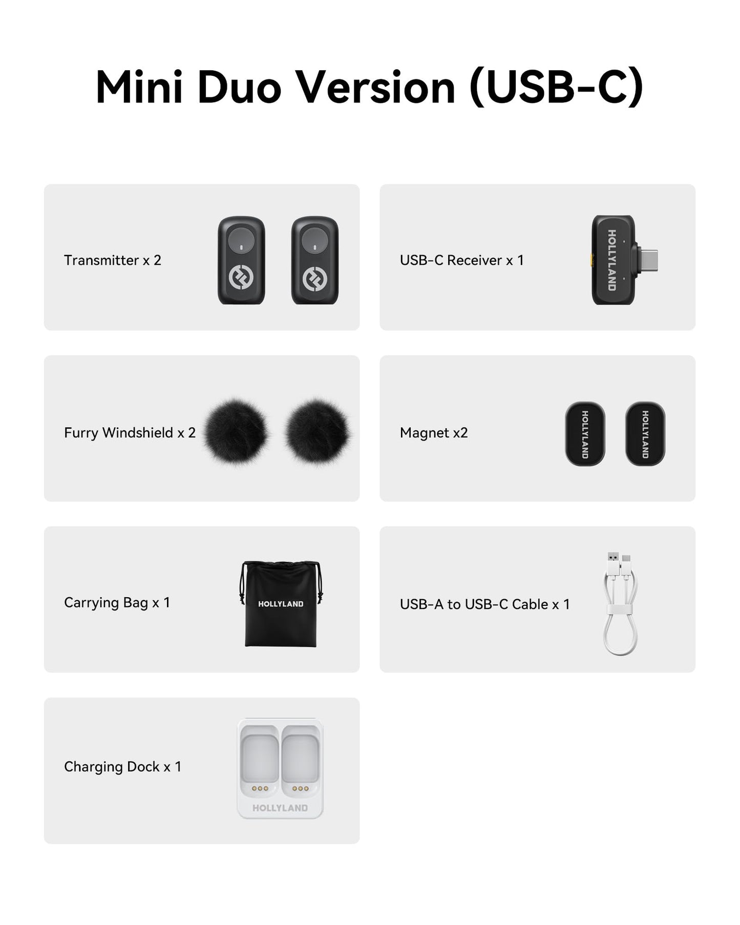 Hollyland Lark A1 Wireless Microphone for iPhone 15/16/17 & Android, 48kHz/24-bit, 3-Level Intelligent Noise Cancel, Magnetic Mini Mic for YouTube, Podcast, Vlogging (Black, 2TX + USB-C RX)