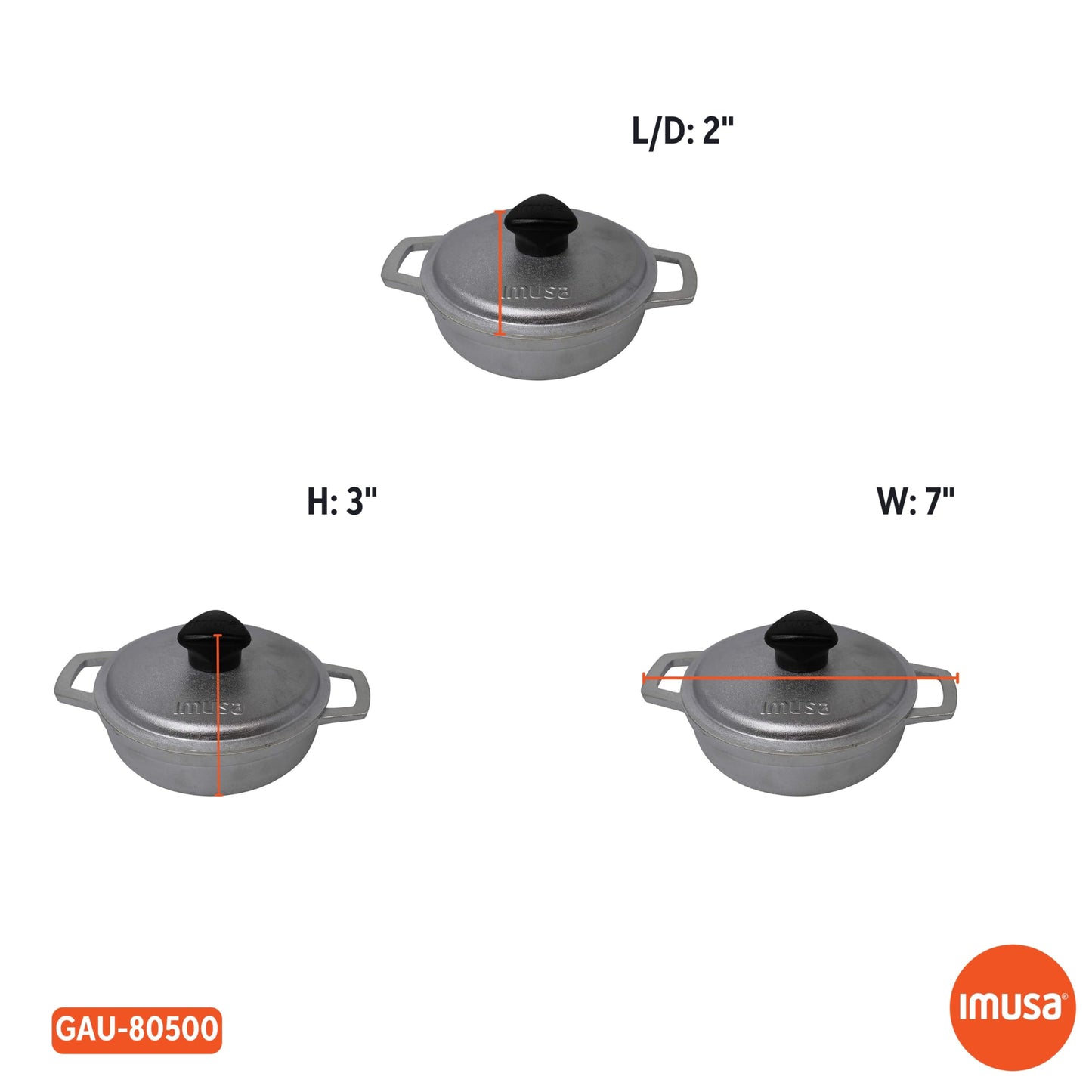 IMUSA USA 4 Piece 0.5Qt Traditional Colombian Mini Calderos (Dutch Oven) for Cooking and Serving, Silver