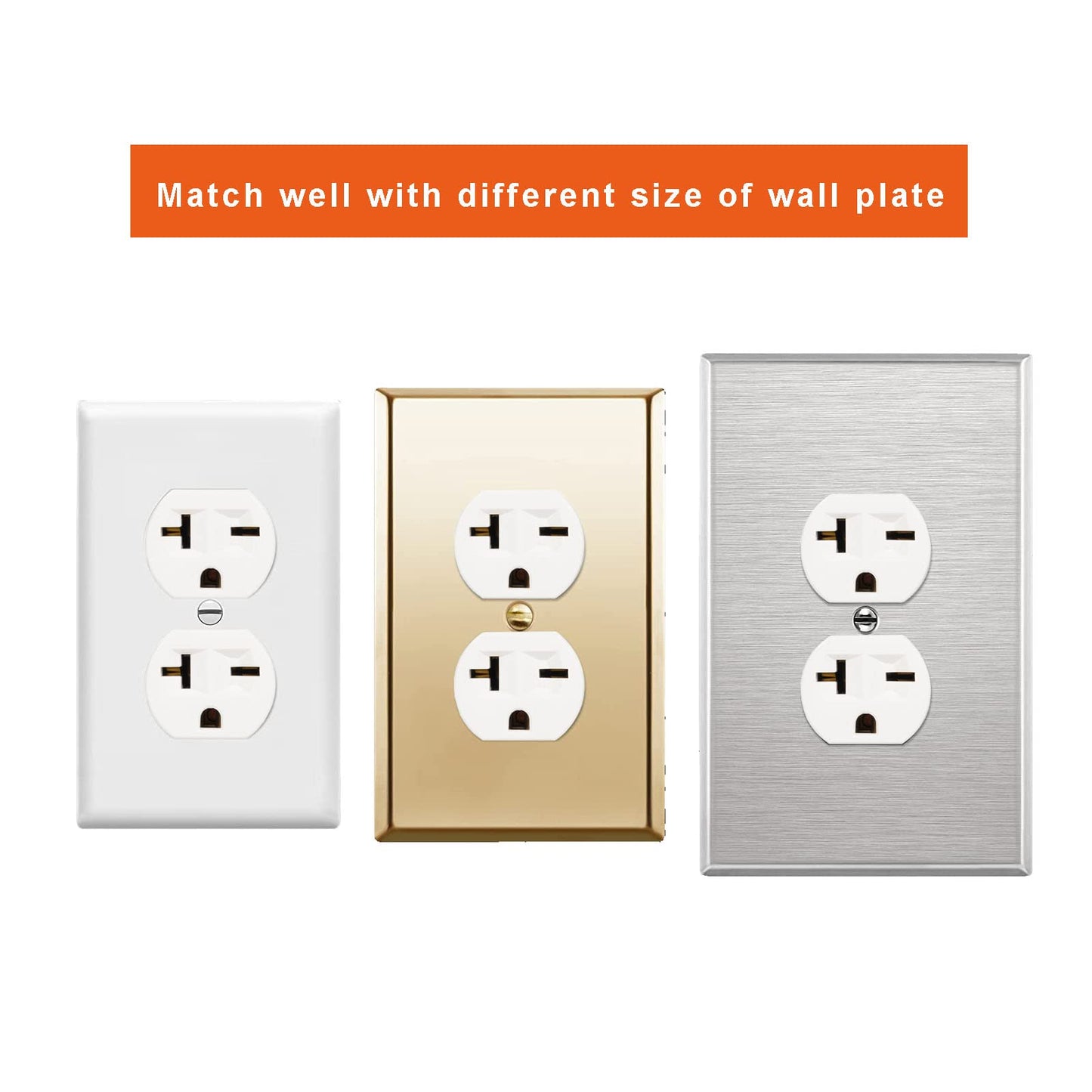 EDYCARX Nema 6-20 Duplex Receptacle, 20 Amp 250 Volt Outlet, Industrial Grade Wall Receptacle, 2-Pole, 3-Wire, 6-15R Outlet 6-20R Receptacle, White, 10 Pack