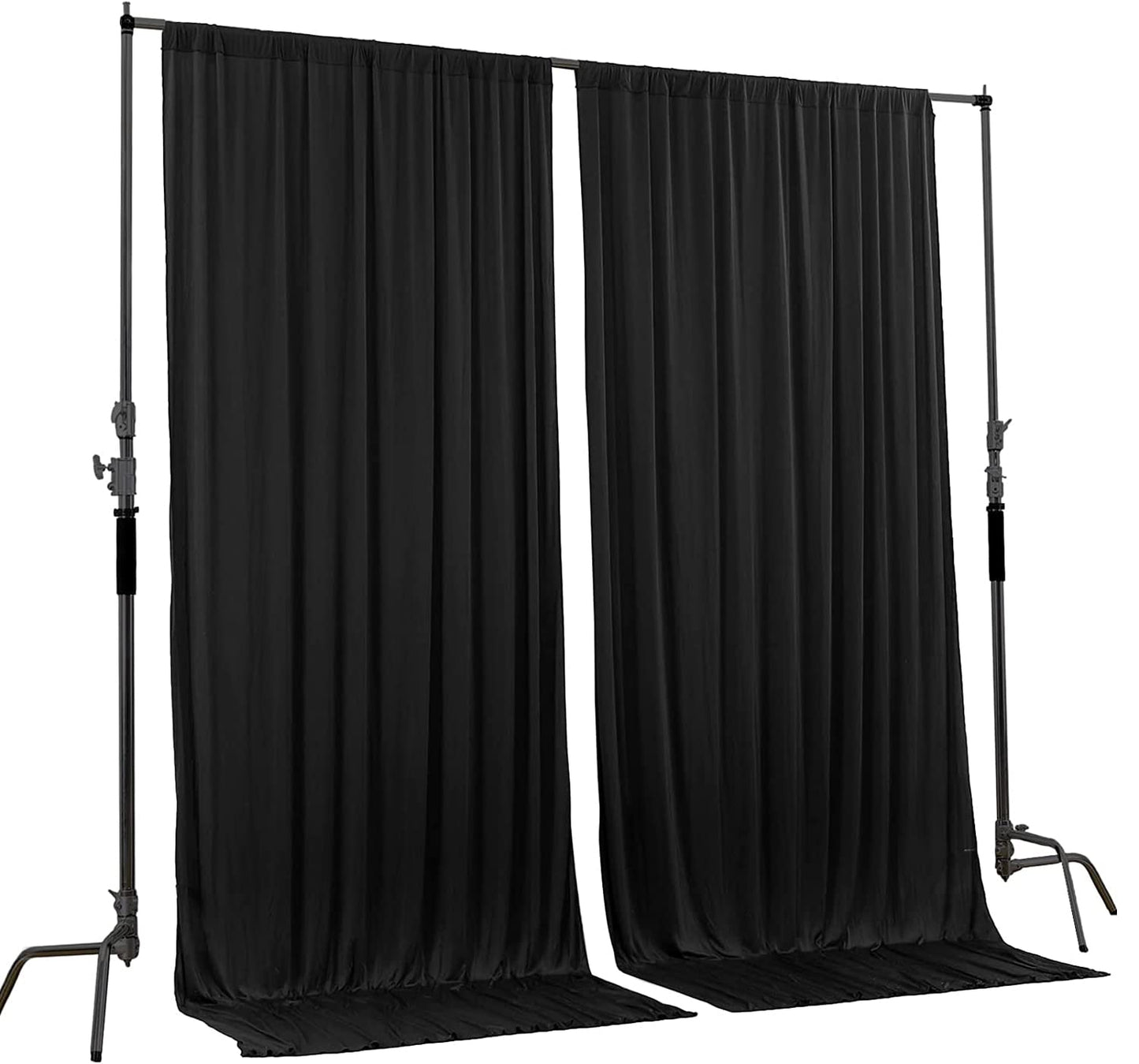AK Trading CO. 10 feet Wide x 12 feet Long Polyester Backdrop Drapes Curtains Panels with Rod Pockets - Wedding Ceremony Party Home Window Decorations - (Black)