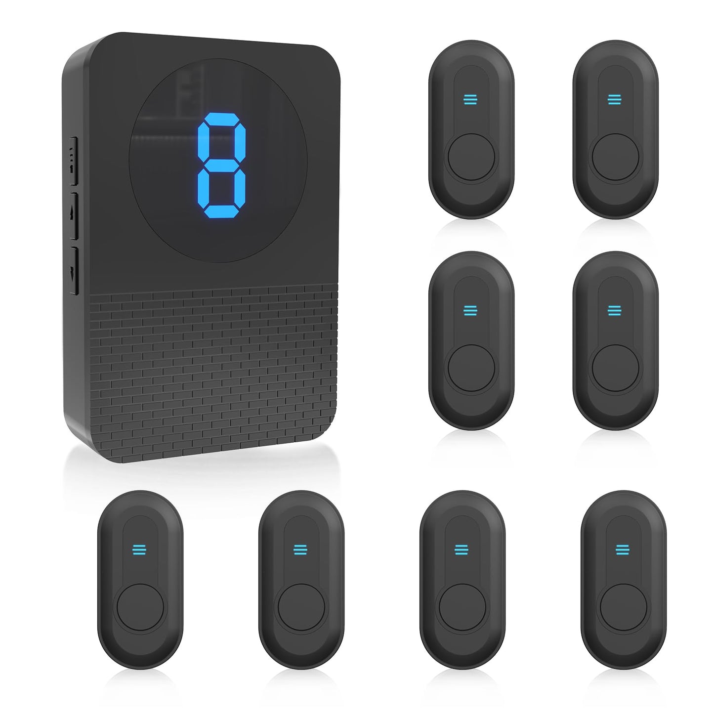 CallToU Caregiver Pager Wireless Call Button System Call Bell Alert Button Wireless Calling System for Elderly at Home/Deaf Eldrely/Clinic/Medical Institution/Nursing Home (CC22WH 8-1)