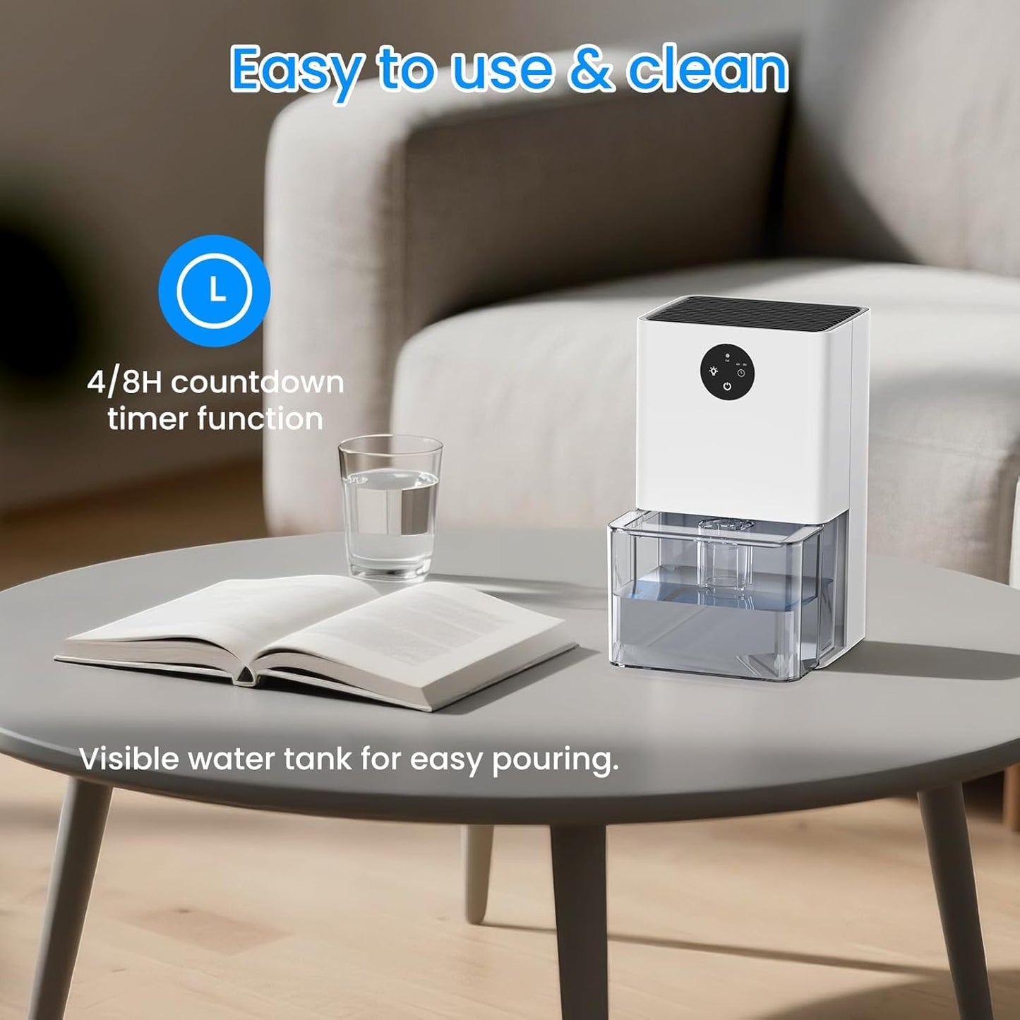Dehumidifier, 1500ML (50 OZ) Small Dehumidifier for Home (300 Sq. Ft), Quiet with Auto Shut Off, for Bedroom, RV, Closet