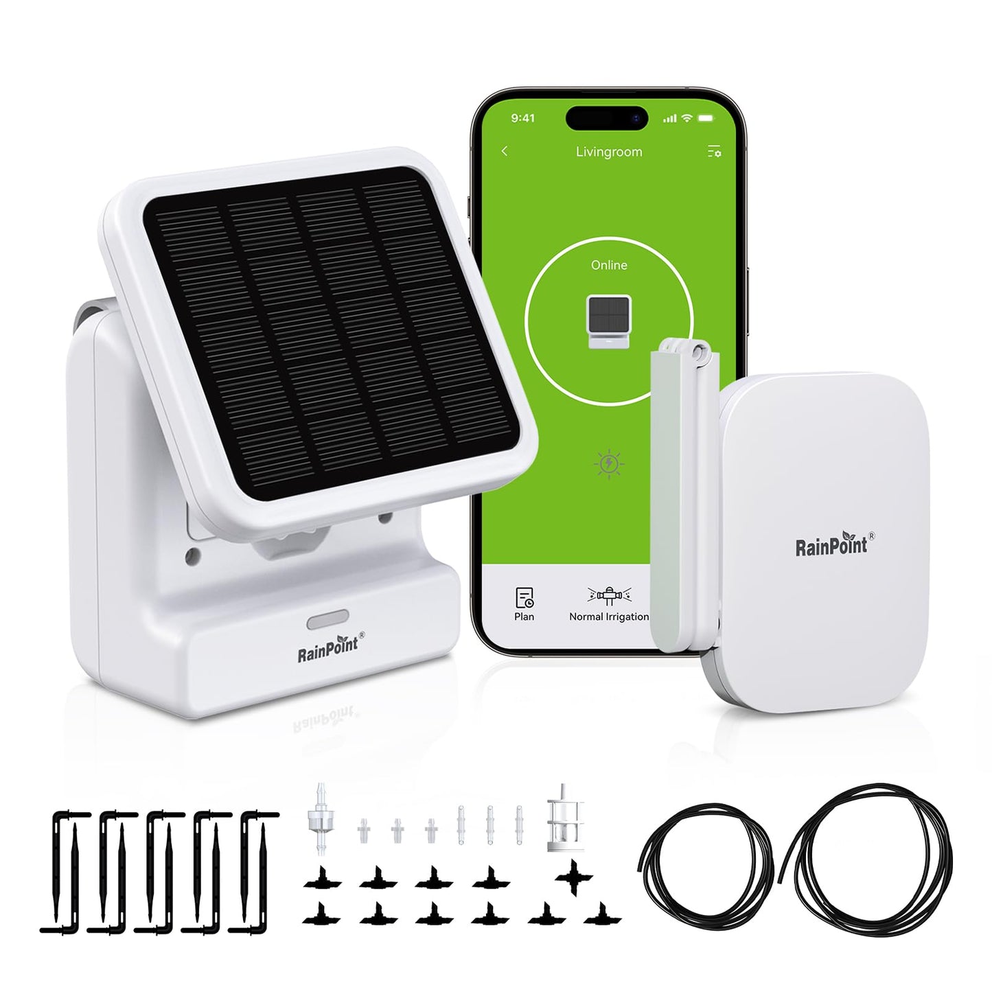 RAINPOINT APP Control WiFi Solar Automatic Plant Waterer Kit for House Potted Plants,Smart Vacation Self Watering Drip Irrigation Pump Device System Indoor/Outdoor Water 10-20 Plants