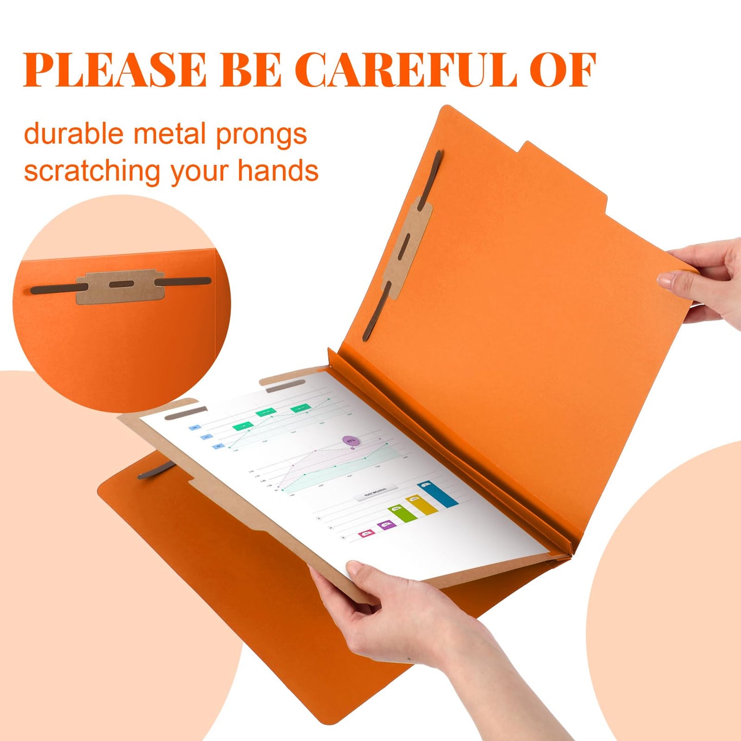 Skyygemm 24 Pcs Classification Folders Bulk 1 Divider File Folder with Fastener 2 Prongs Pressboard Employee Folder with 3.5 Inch Expansion for Standard Medical File,Document,Office Report (Orange)