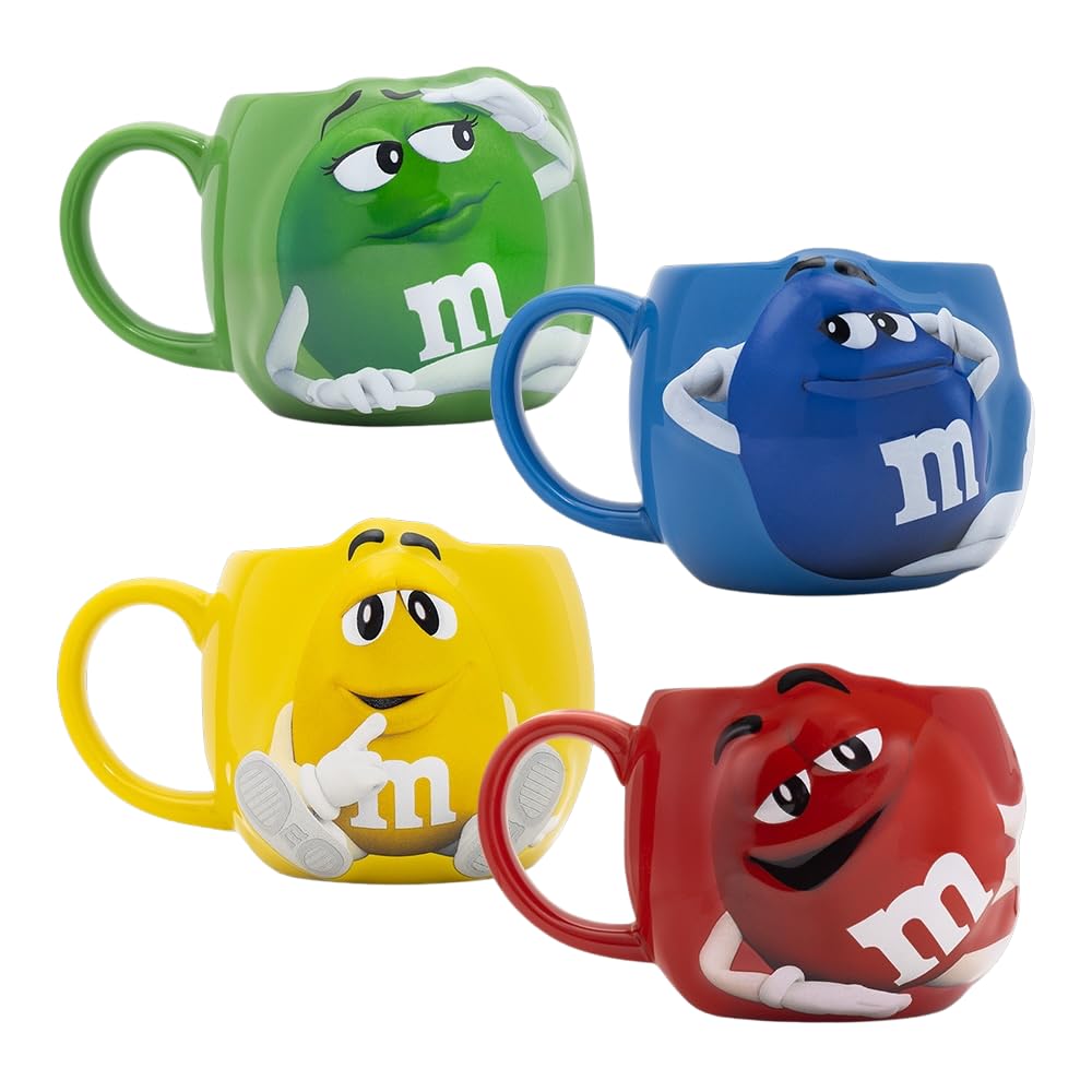 M&M'S WORLD Set of 4 Coffee Mugs - Colorful Tea & Coffee Mug Gift Set, For a Birthday Gift, & More