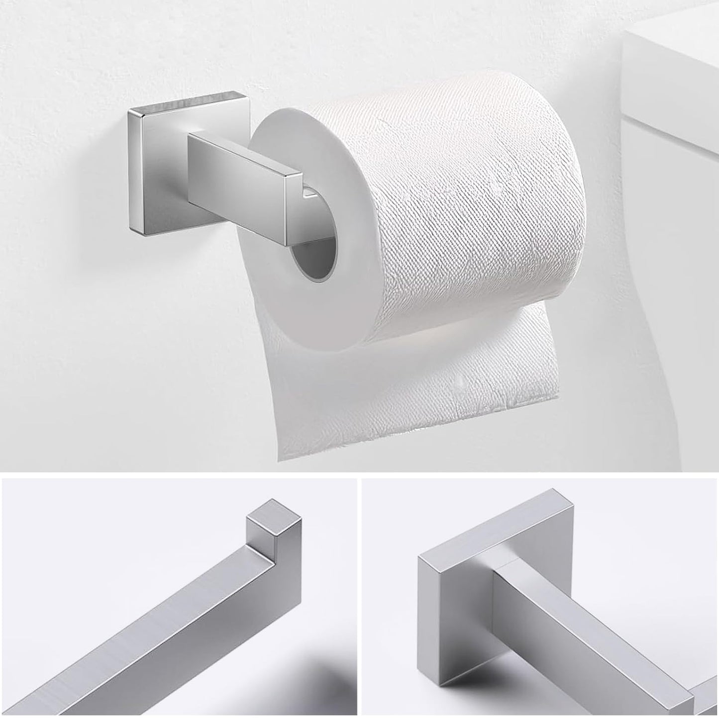 JOPOFI 5 Piece Bathroom Towel Bar Set - Thicken Stainless Steel Bath Towel Holder, 23.6 Inch Towel Racks for Bathroom Wall Mounted, Bathroom Hardware Accessories Set - Brushed Nickel