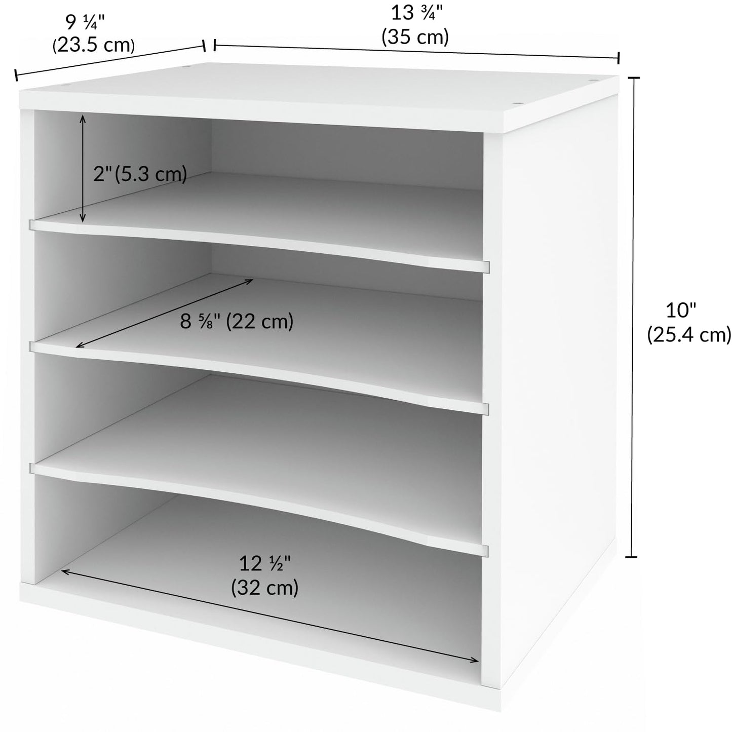 Ballucci 4-Tier Paper Organizer for Desk, Stackable Organizer Tray, Desk Storage Shelves, Stacking Letter Paper Tray Sorter for Classroom, Office, White