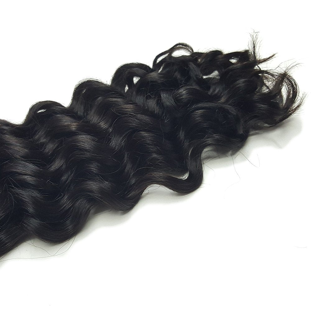 Deep Curly Wave Bulk Hair For Braiding Human Hair No Weft - 3 Bundles 300g Brazilian (20inch Natural Black #1B)