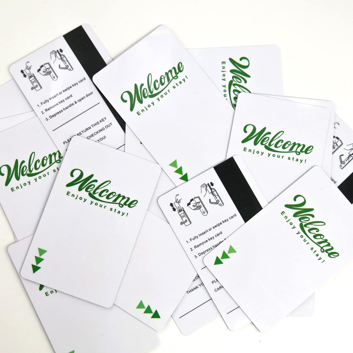Gialer 250 Pack Hotel & Motel Key Cards Welcome Enjoy Your Stay Card Magnetic Strip Door Card(Green)