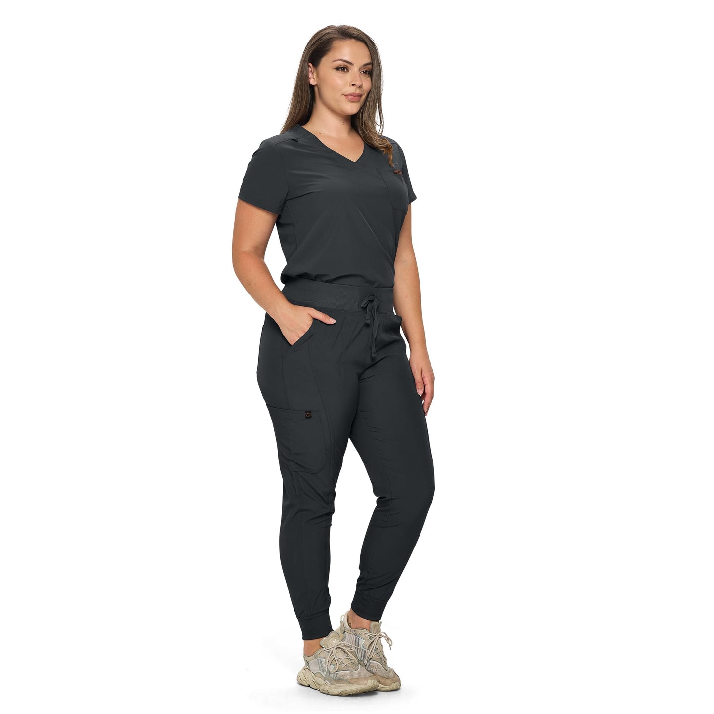 MONARCH UNIFORMS Slim Fit Stretchy Scrubs Women's Jogger Scrub Set Slim Jogger Scrubs with Tuck-In Top for Women